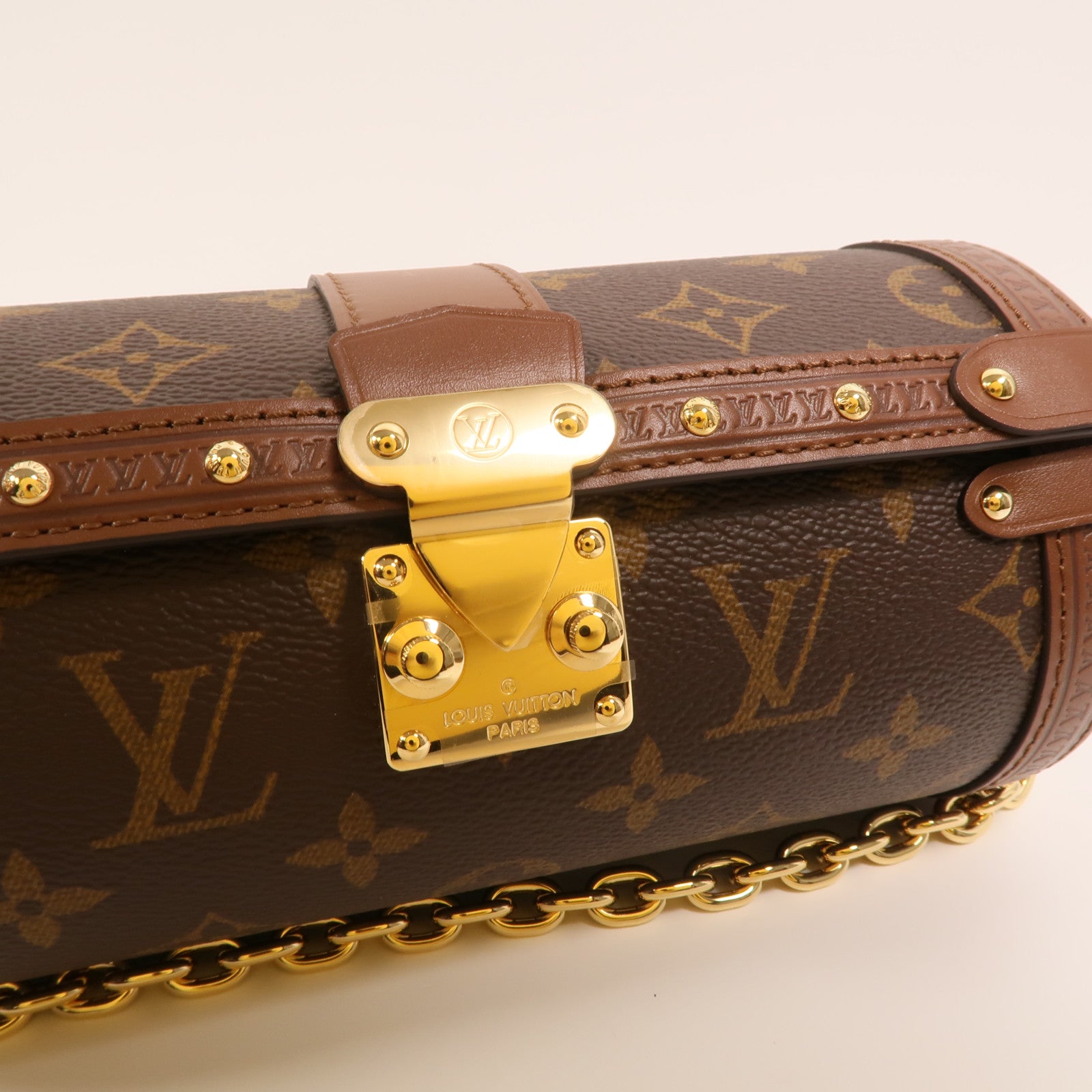 LOUIS VUITTON Monogram Papillon Trunk金扣手挽肩背兩用袋棕色