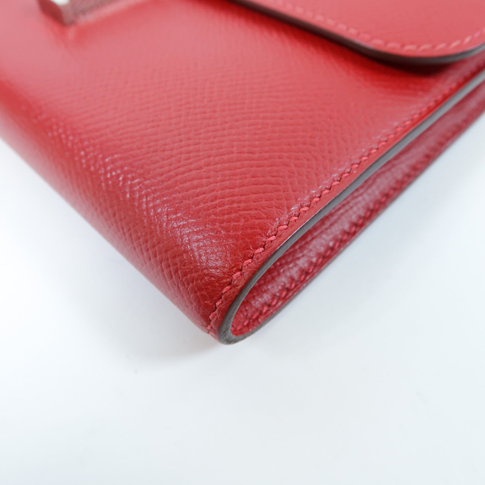 HERMES 【激減優惠】Epsom皮革Constance Long Wallet銀扣長錢包Rouge Casaque正紅色
