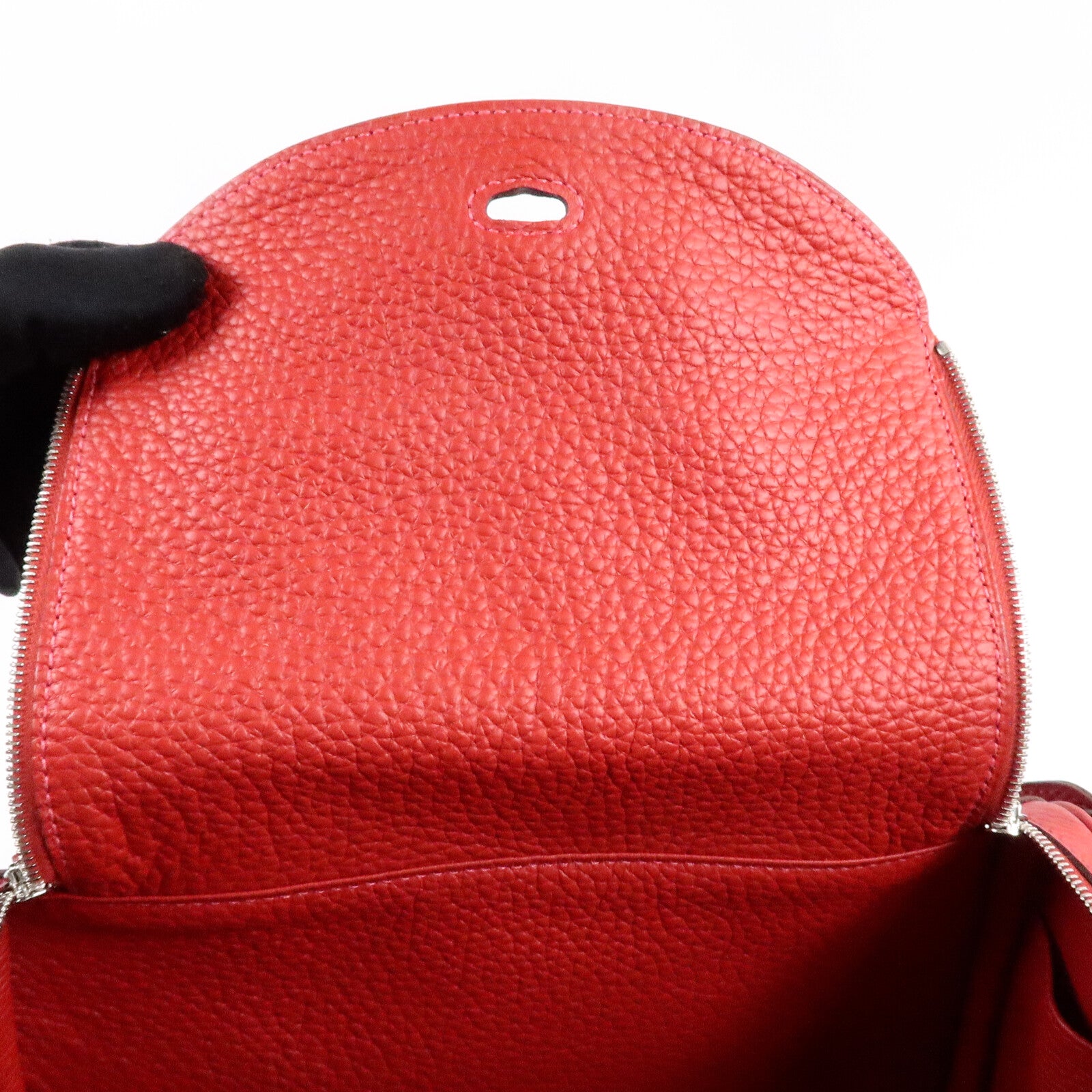 HERMES Clemence皮革Lindy 26手挽肩背兩用袋Rouge Casaque