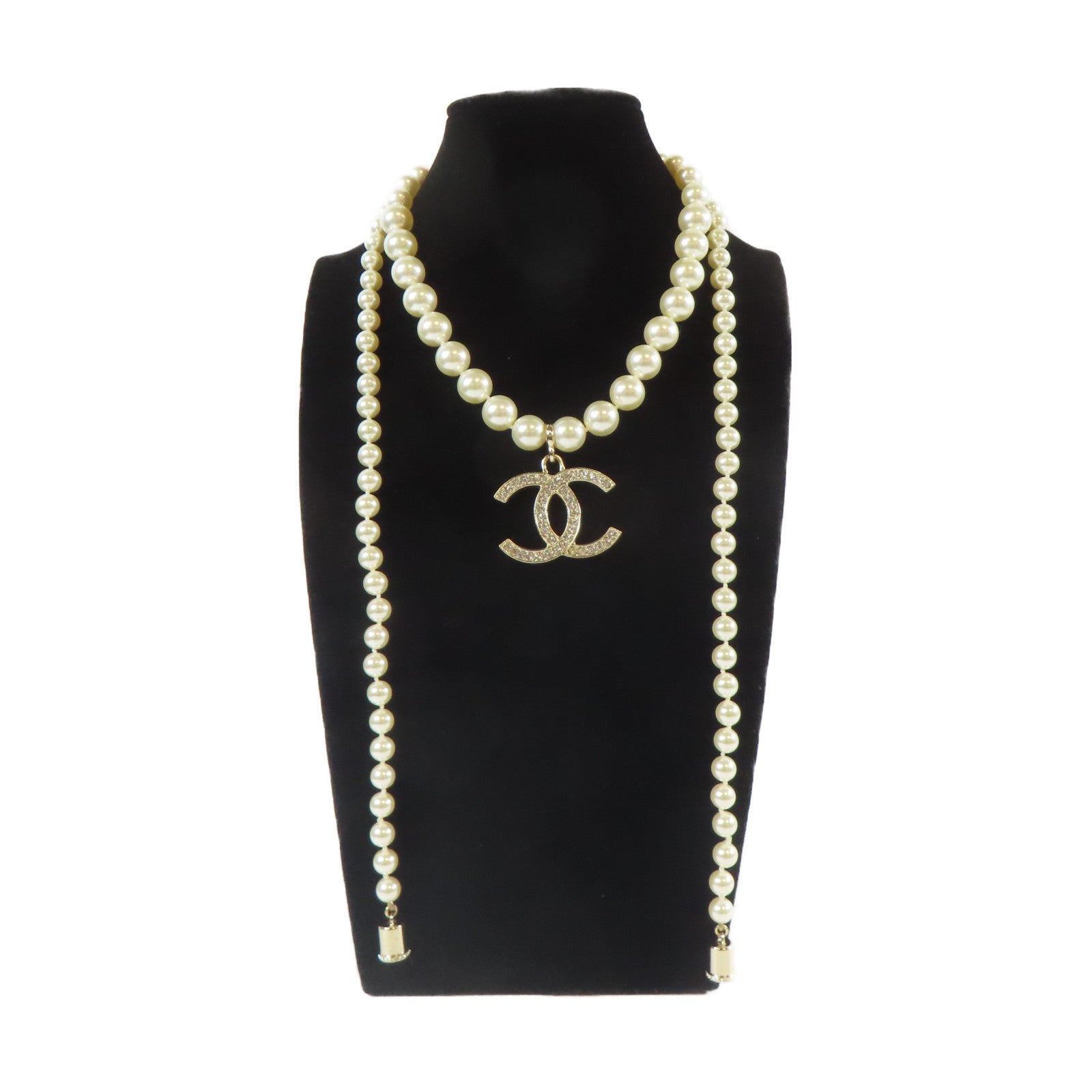 CHANEL 金屬/PVC Necklace項鍊白色#32cm
