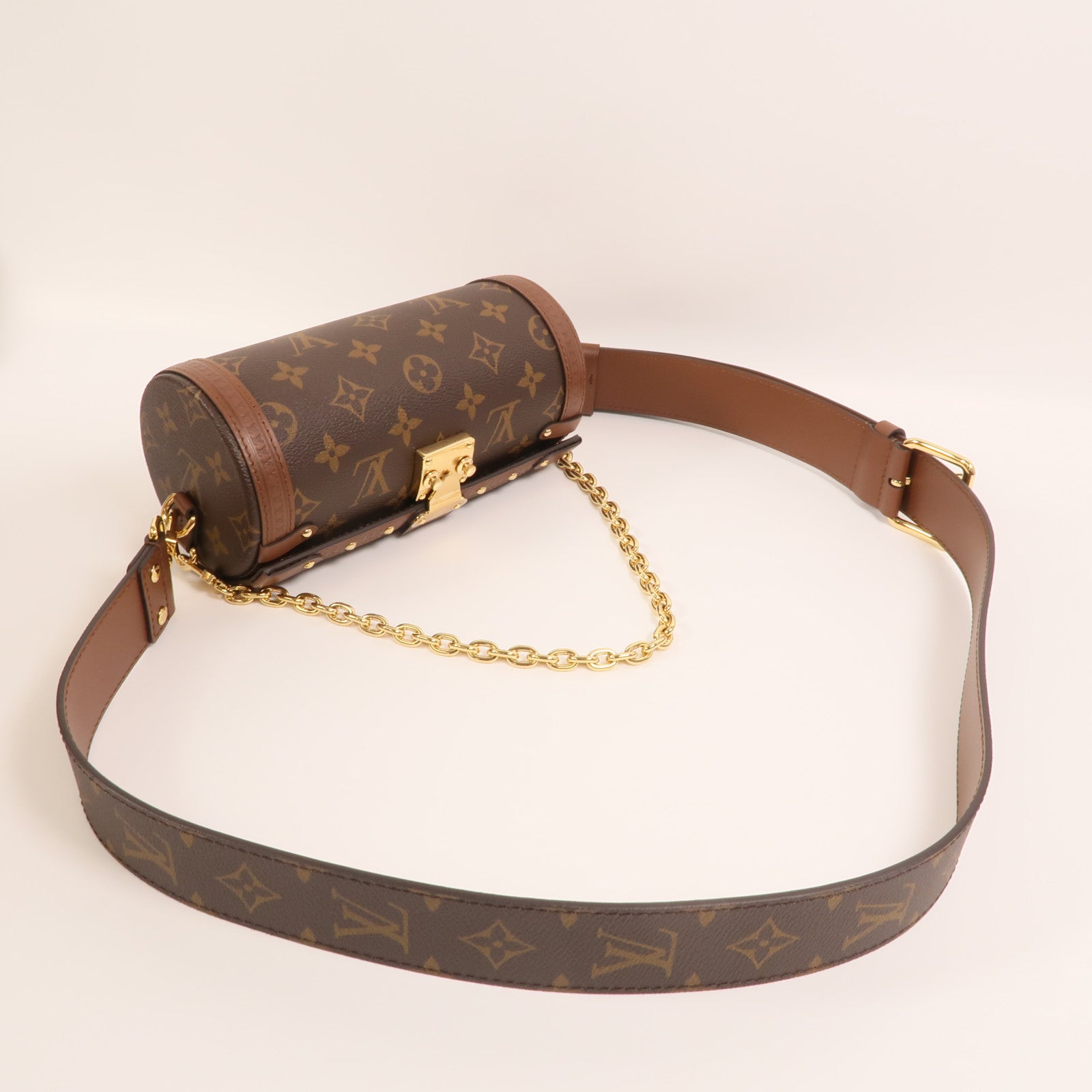 LOUIS VUITTON Monogram Papillon Trunk金扣手挽肩背兩用袋棕色