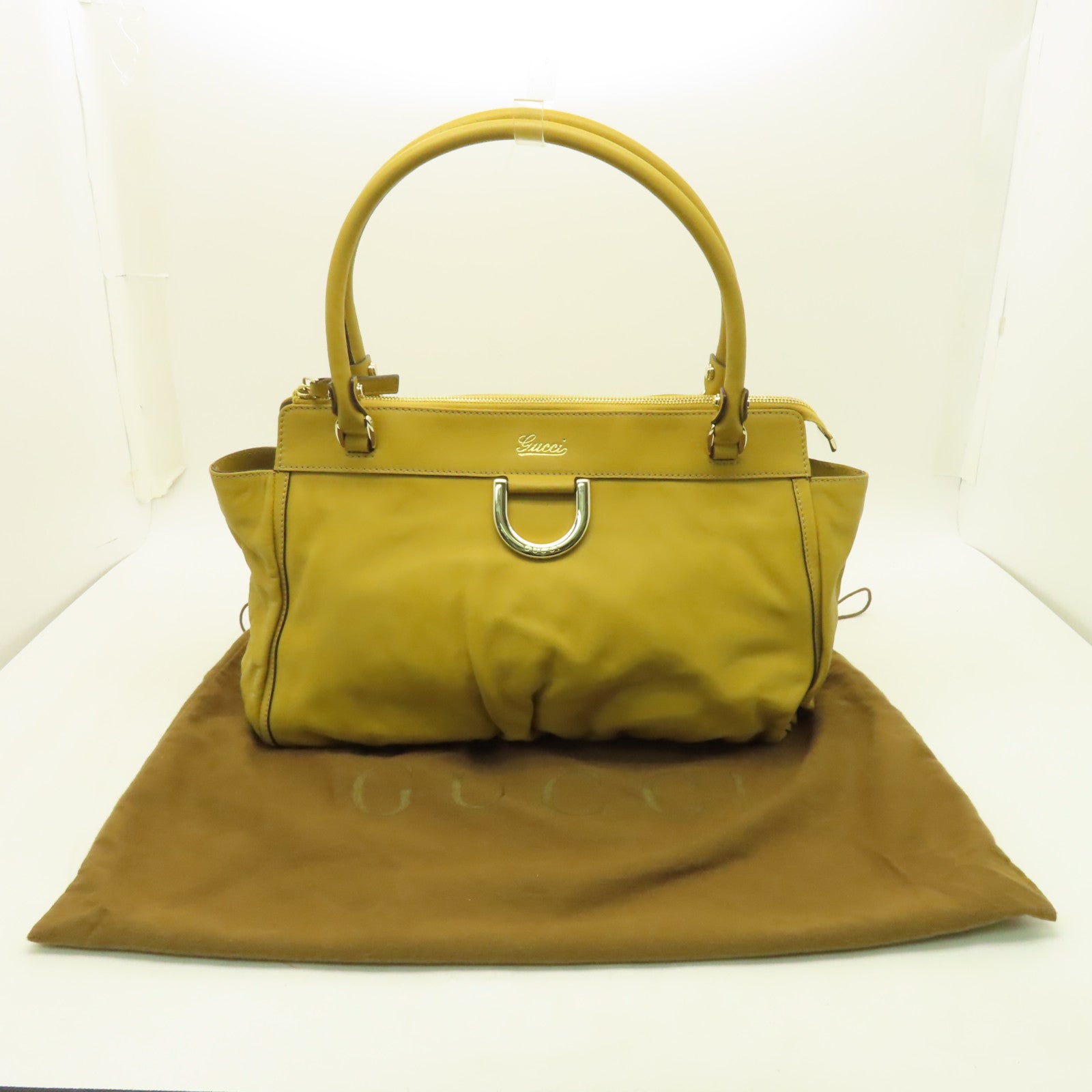 GUCCI 【激減優惠】牛皮皮革Shoulder Bag金扣肩背袋啡色