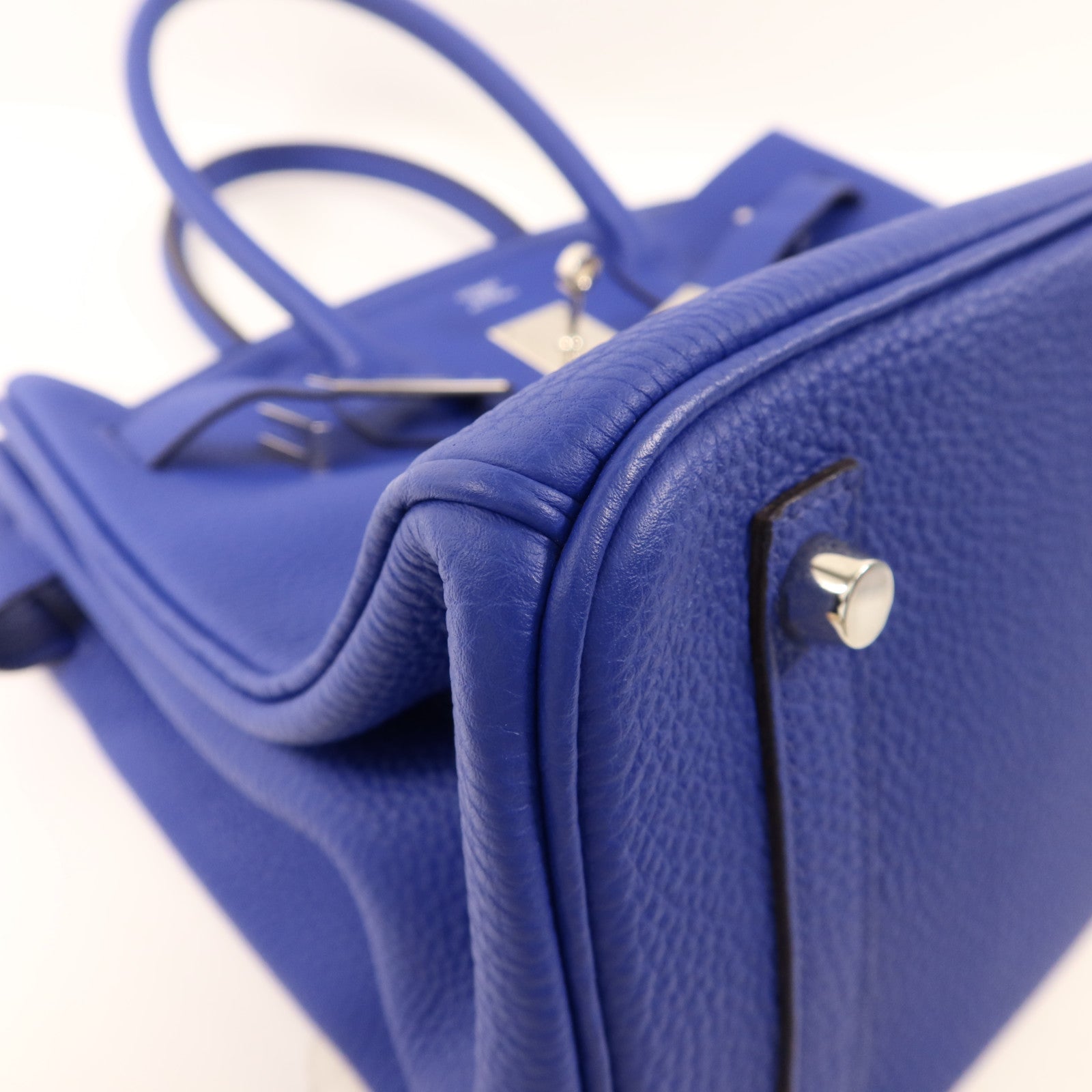HERMES Togo皮革Birkin 30銀扣手挽袋Bleu Electrique