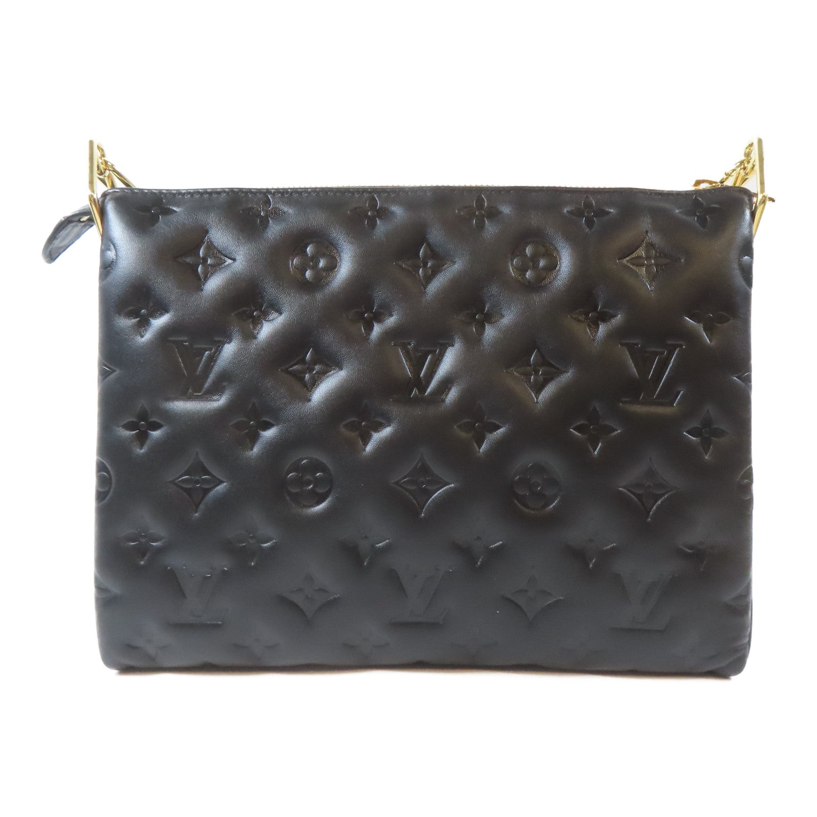 LOUIS VUITTON Monogram Embossed Coussin PM金扣肩背袋黑色