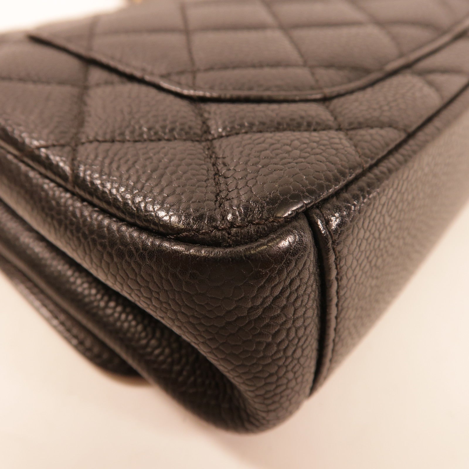 CHANEL 牛皮皮革Chain Shoulder金扣手挽肩背兩用袋