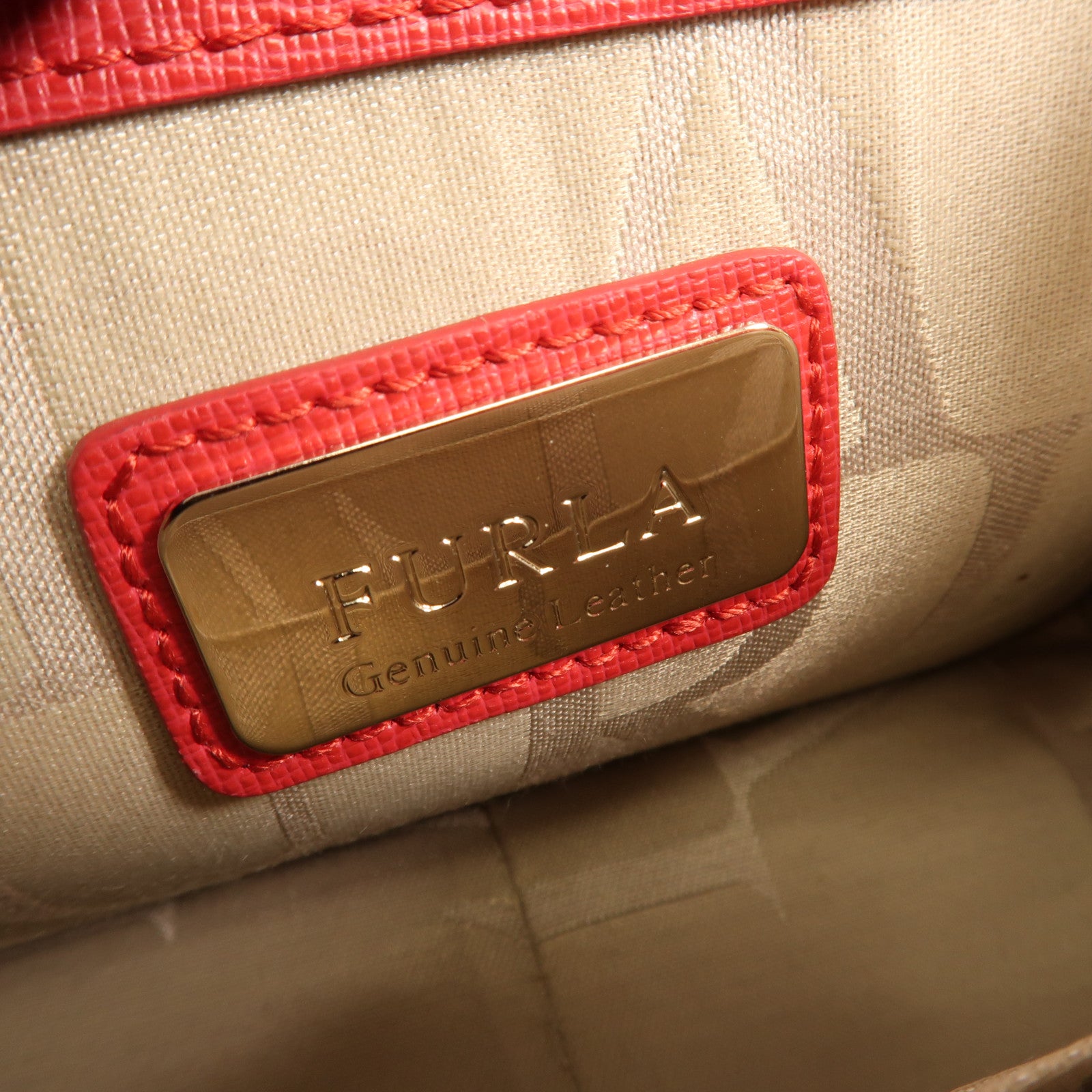 Furla 牛皮皮革Chain Shoulder金扣鏈帶肩背袋