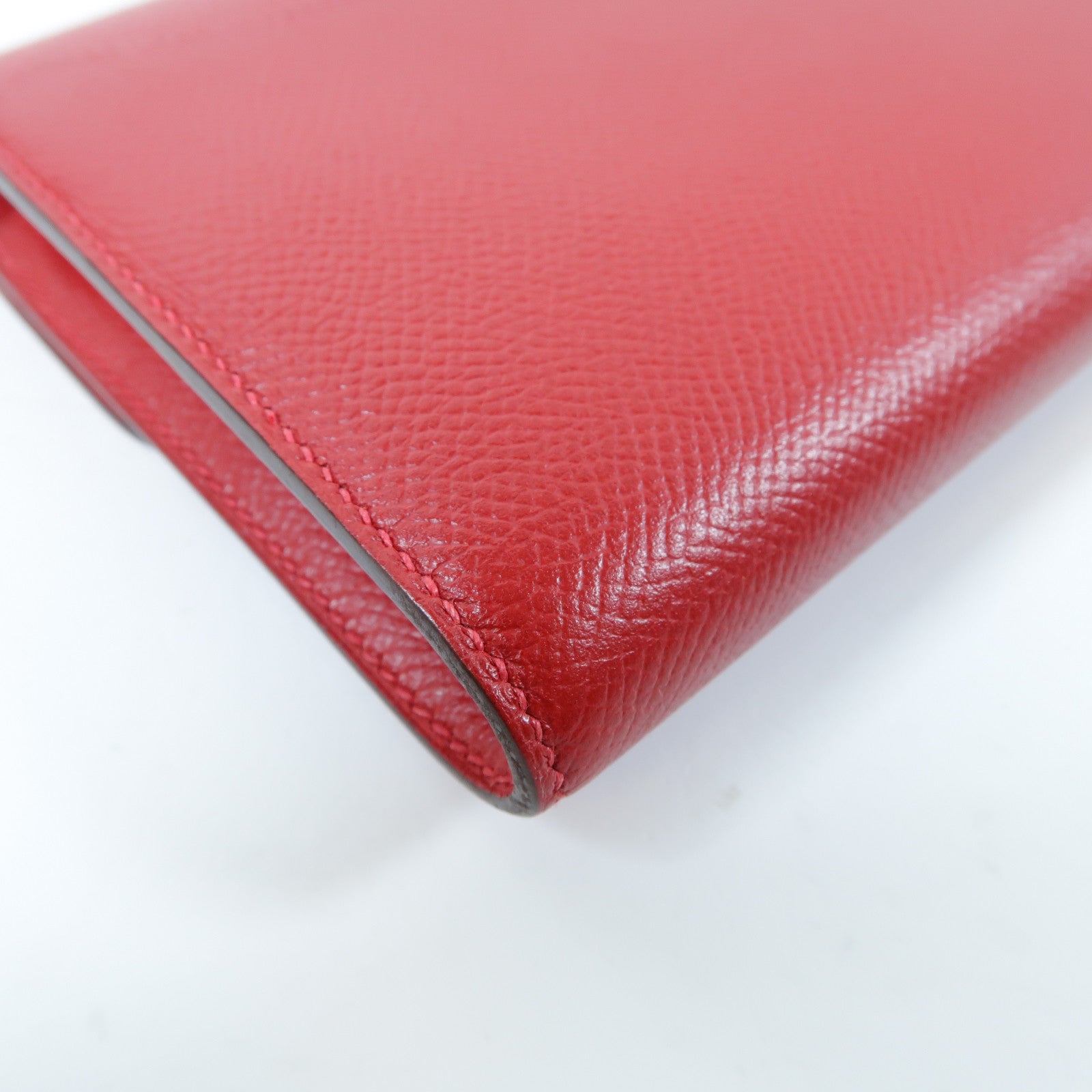 HERMES 【激減優惠】Epsom皮革Constance Long Wallet銀扣長錢包Rouge Casaque正紅色