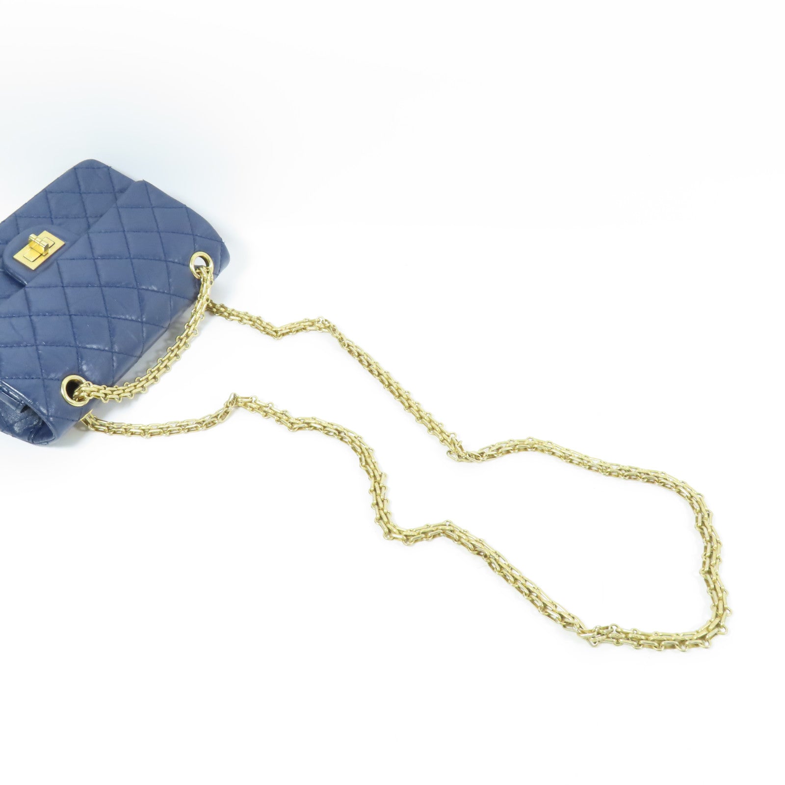 CHANEL 牛皮皮革2.55金扣鏈帶肩背袋