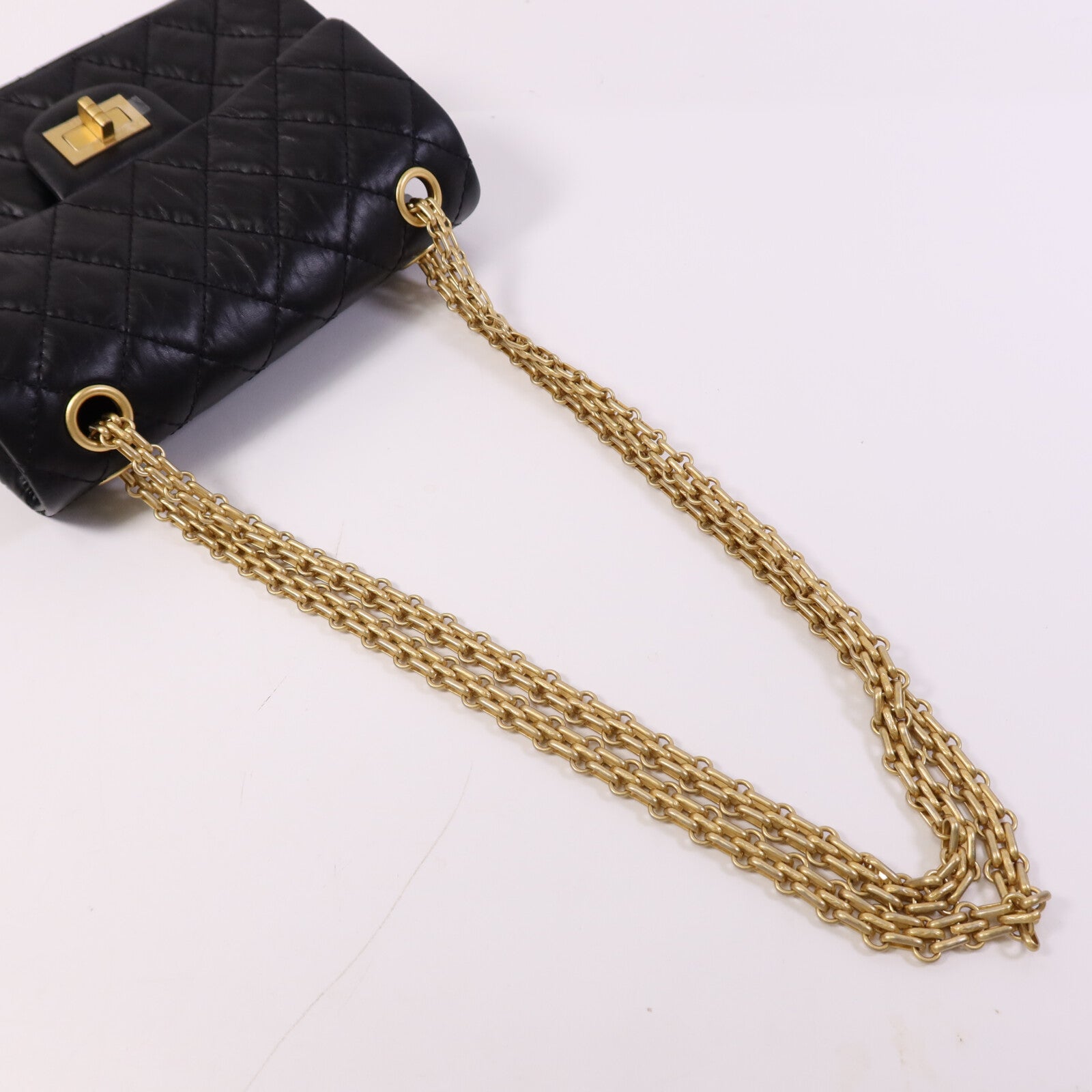 CHANEL 牛皮皮革Mini 2.55金扣鏈帶肩背袋