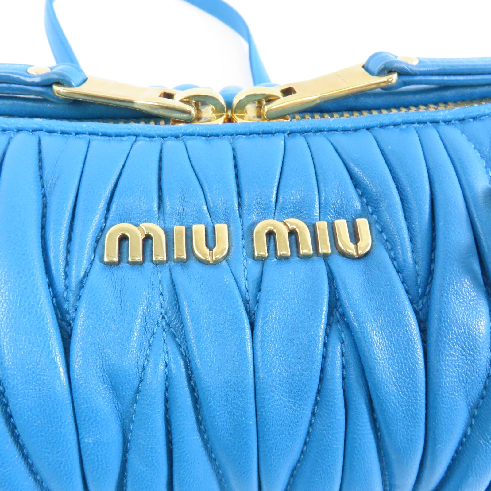 Miu Miu 羊皮皮革Shoulder Bag金扣鏈帶肩背袋藍色