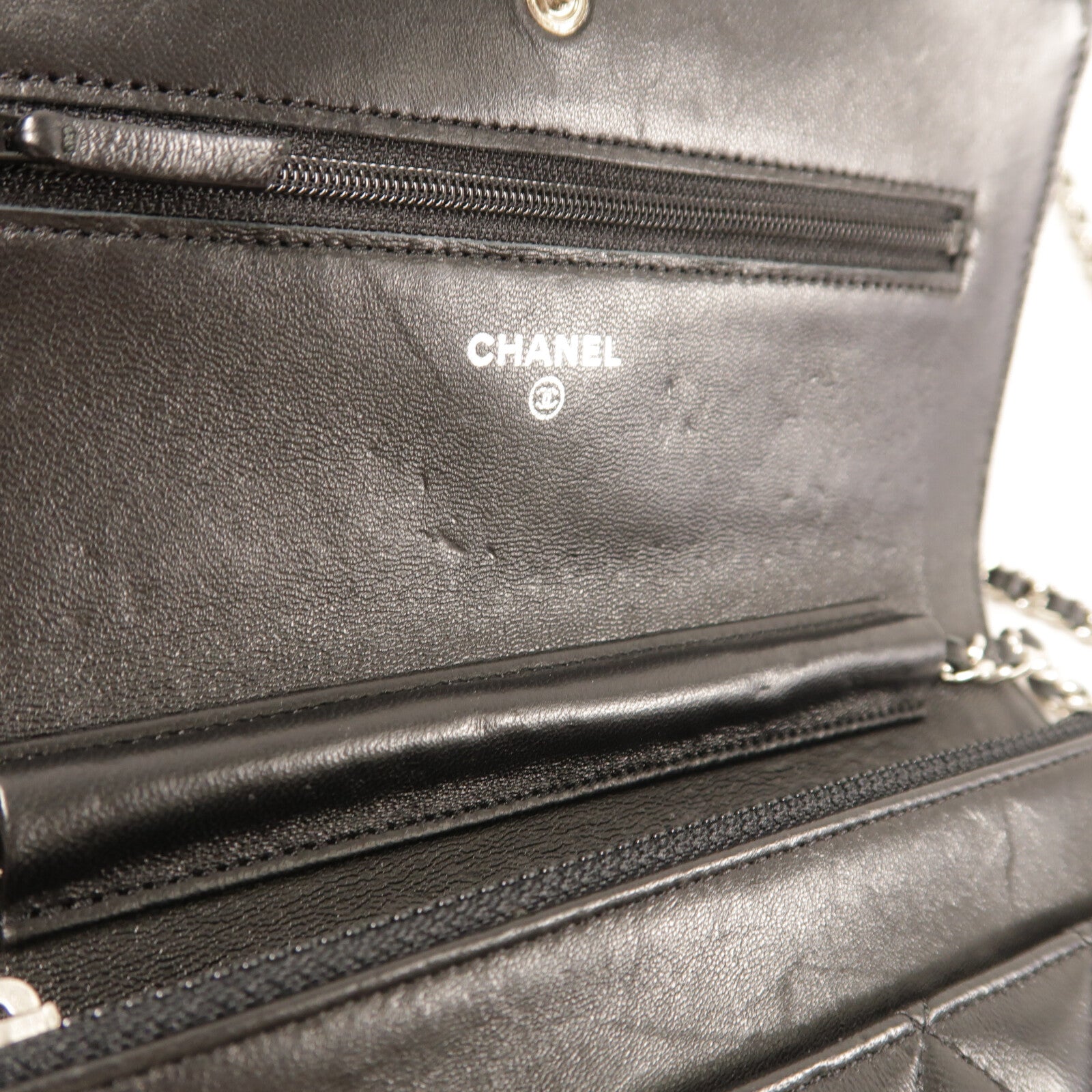 CHANEL 羊皮皮革WOC Wallet On Chain銀扣鏈帶肩背袋