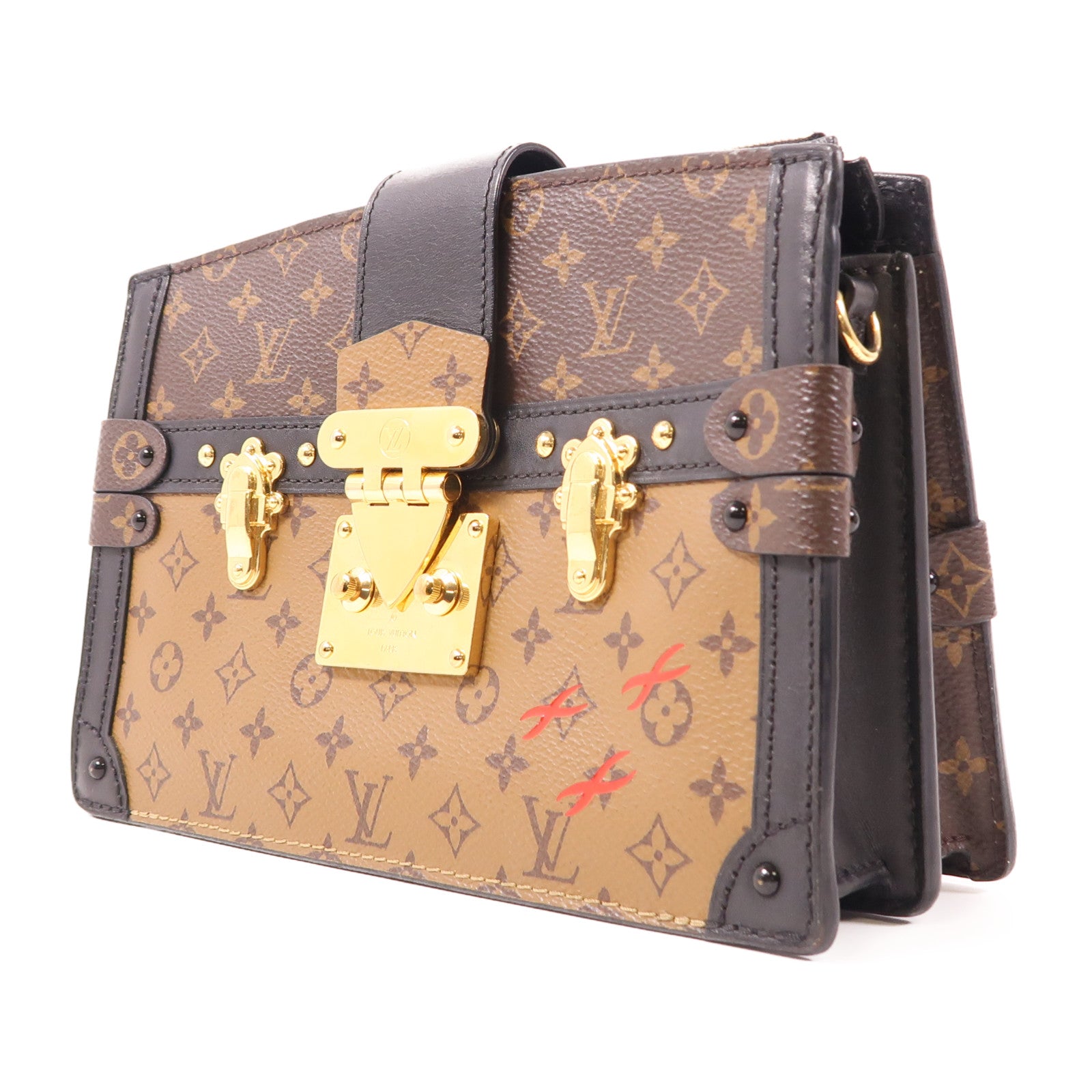 LOUIS VUITTON 【激減優惠】Monogram Reverse Trunk Clutch金扣肩背袋