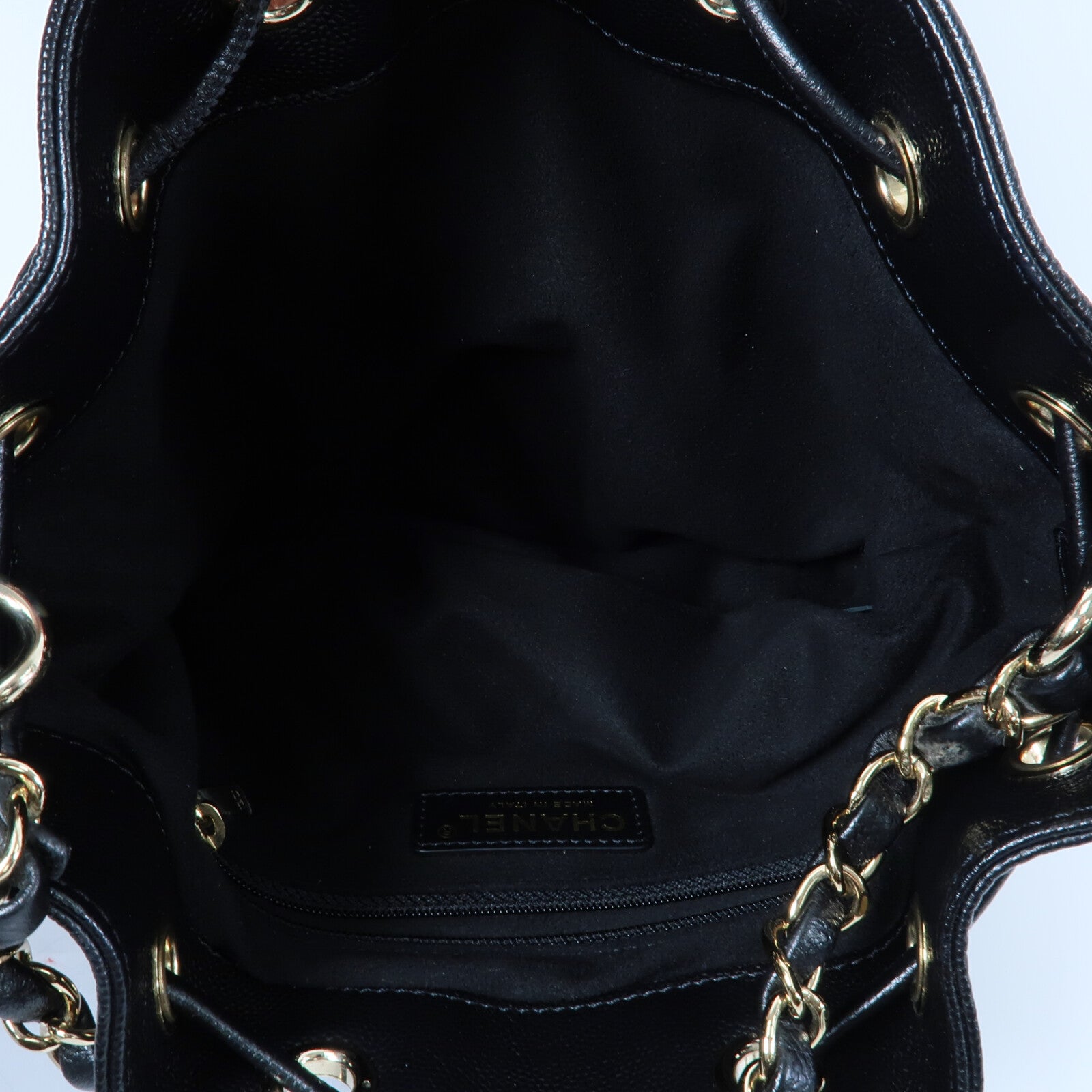 CHANEL 牛皮皮革Bucket Bag鏈帶肩背袋
