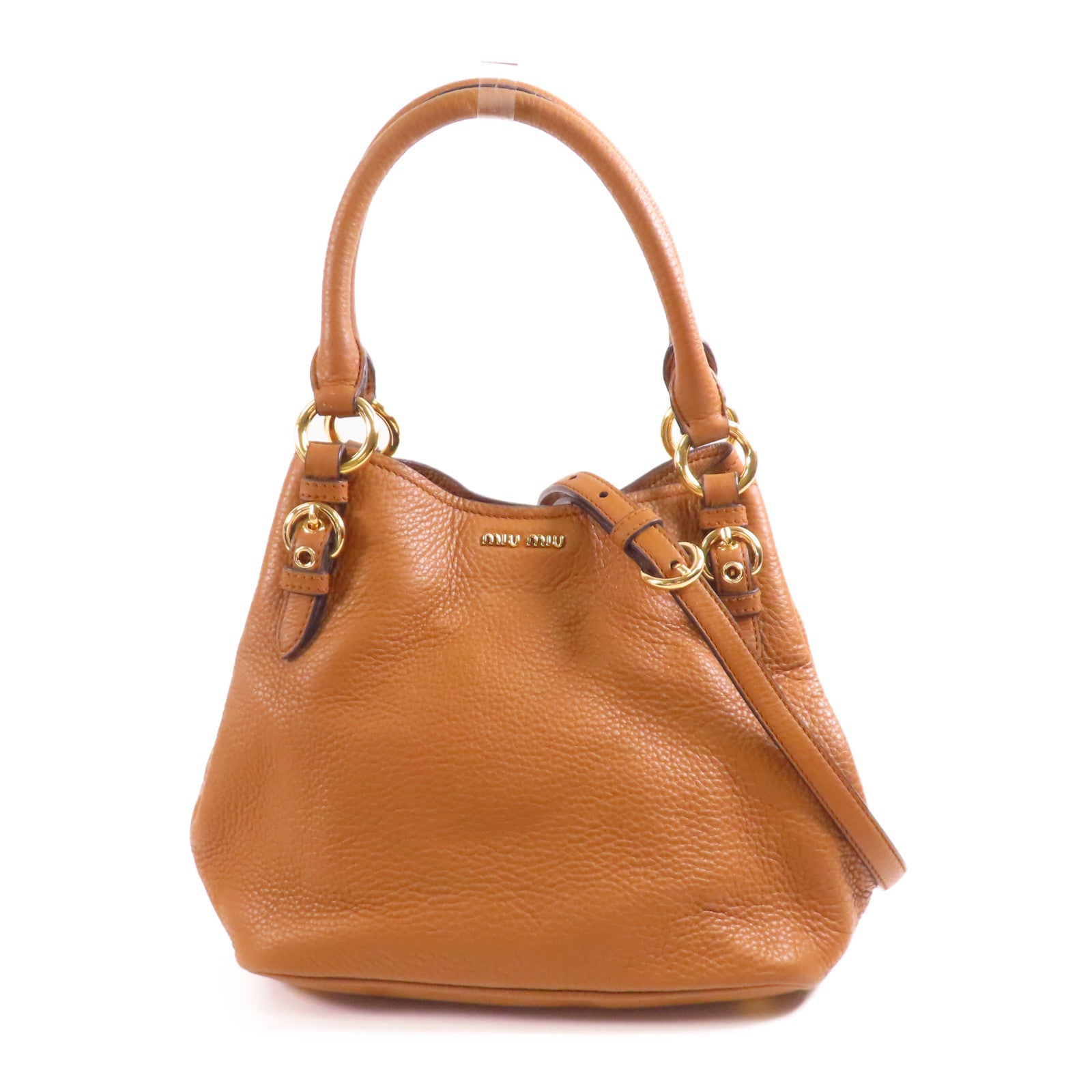 Miu Miu 牛皮皮革2 Way Shoulder金扣手挽肩背兩用袋
