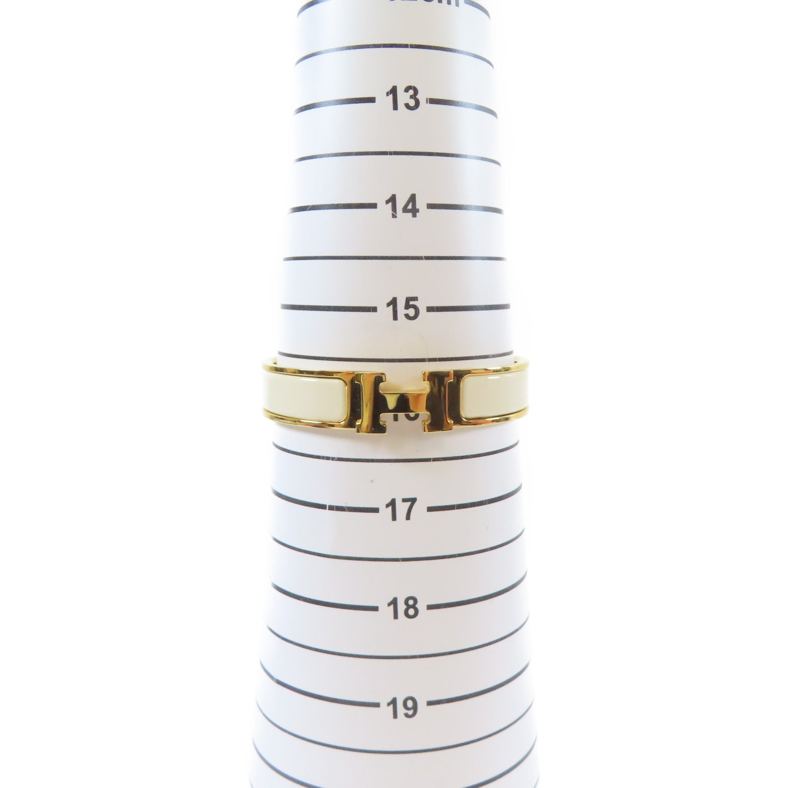 HERMES 金屬Clic H Bracelet手鐲白色/金色#16cm