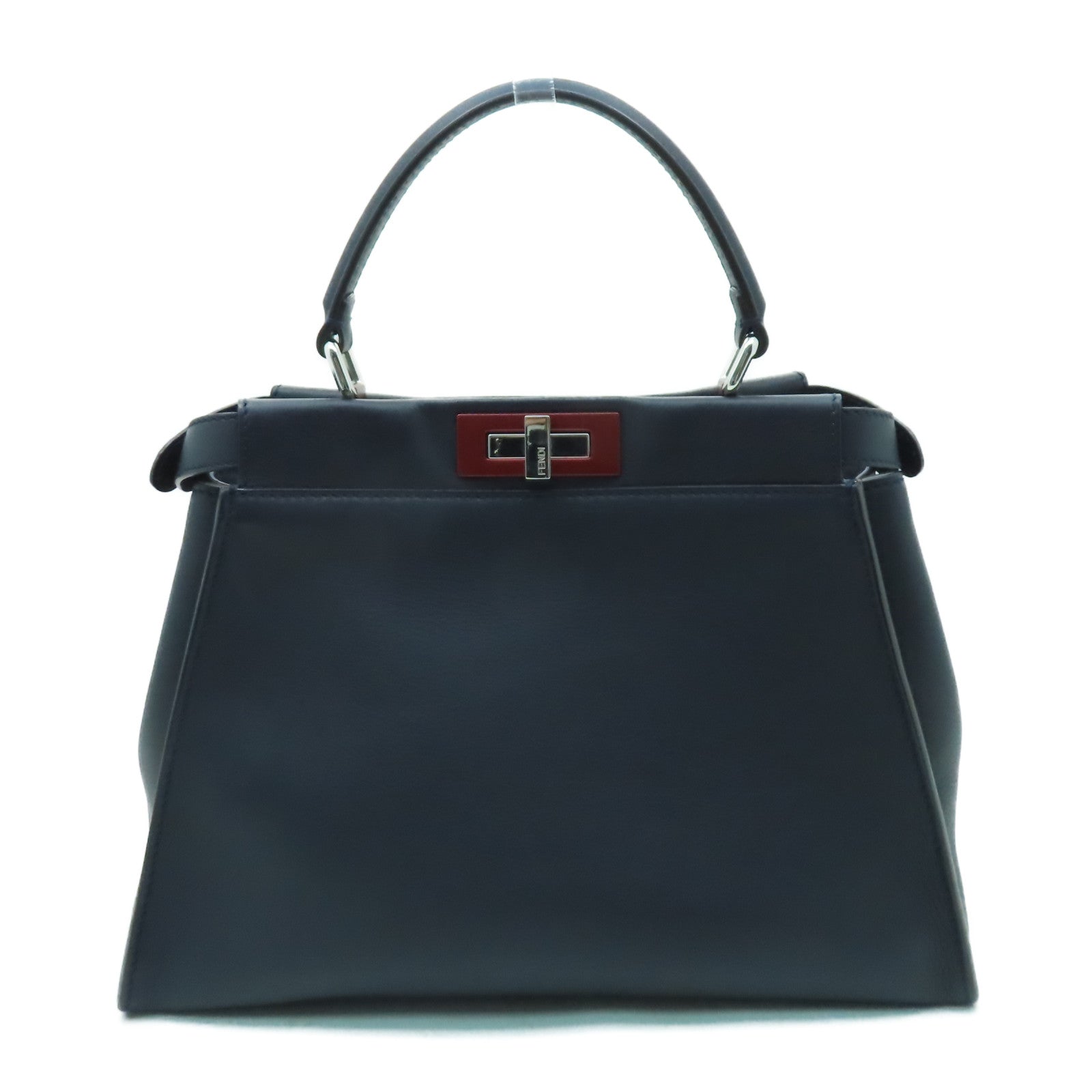 FENDI 【激減優惠】牛皮皮革Peekaboo Medium手挽肩背兩用袋深藍色
