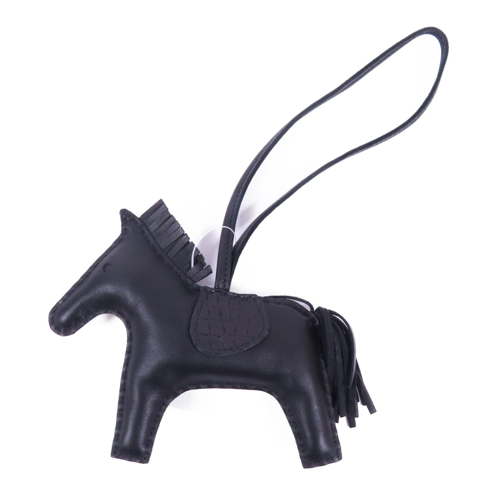 HERMES Swift/Alligator皮革Rodeo MM掛飾Noir