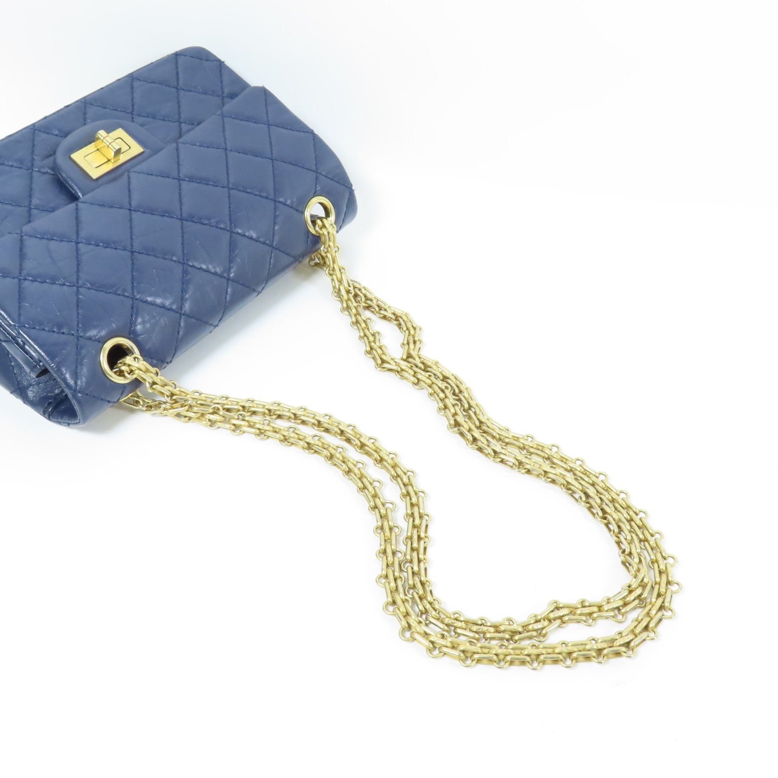 CHANEL 牛皮皮革2.55金扣鏈帶肩背袋