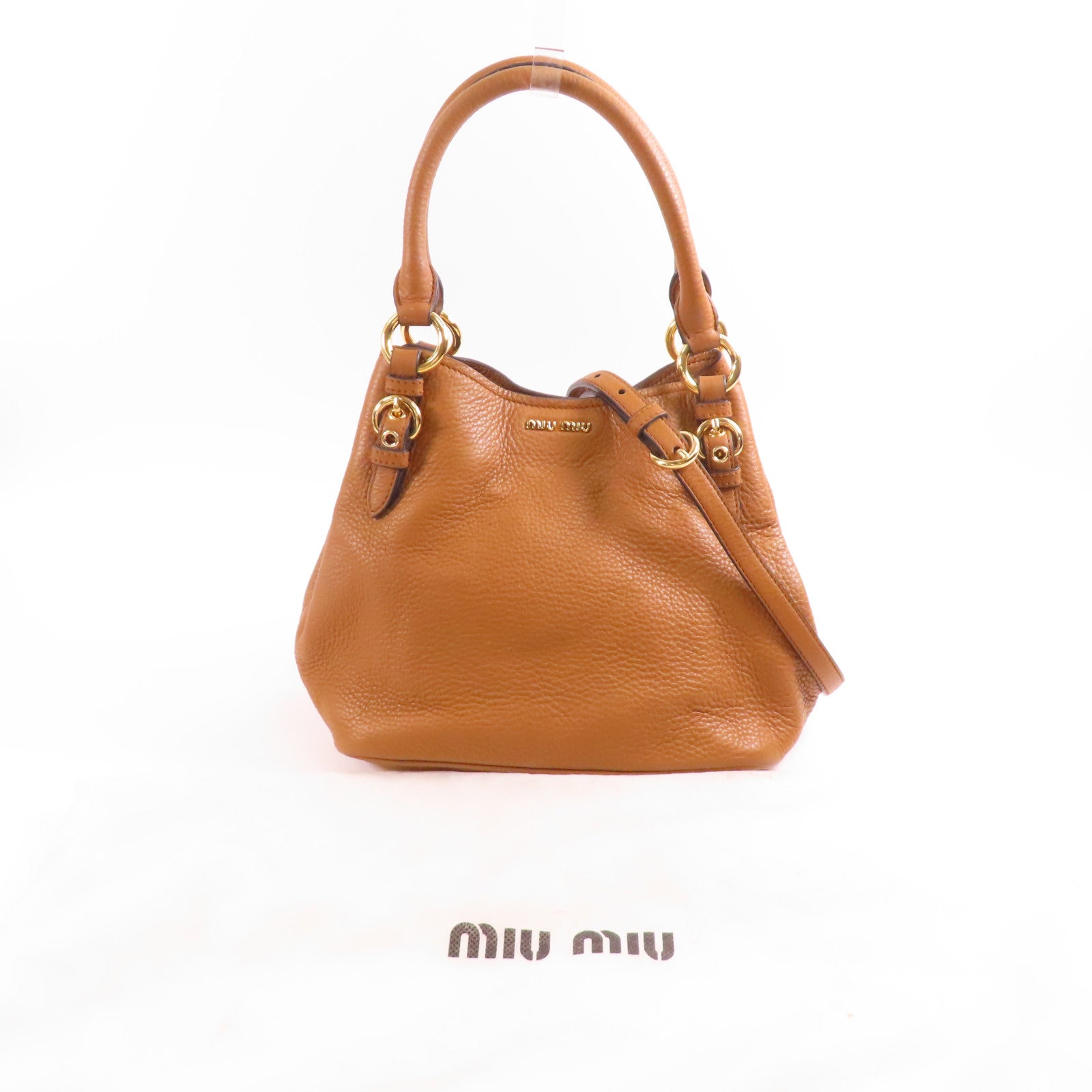 Miu Miu 牛皮皮革2 Way Shoulder金扣手挽肩背兩用袋