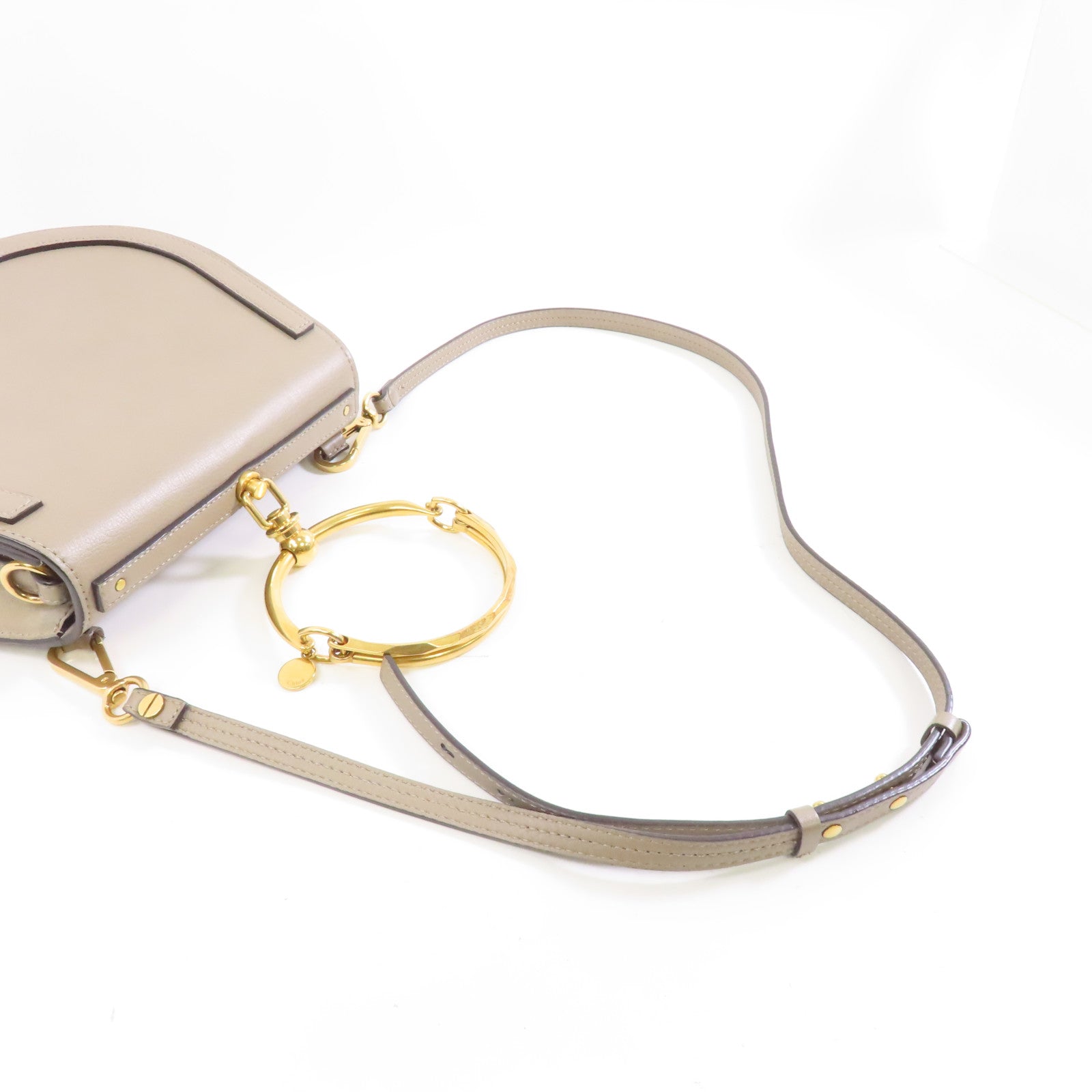 Chloe 牛皮皮革2Way Shoulder金扣手挽肩背兩用袋啡色