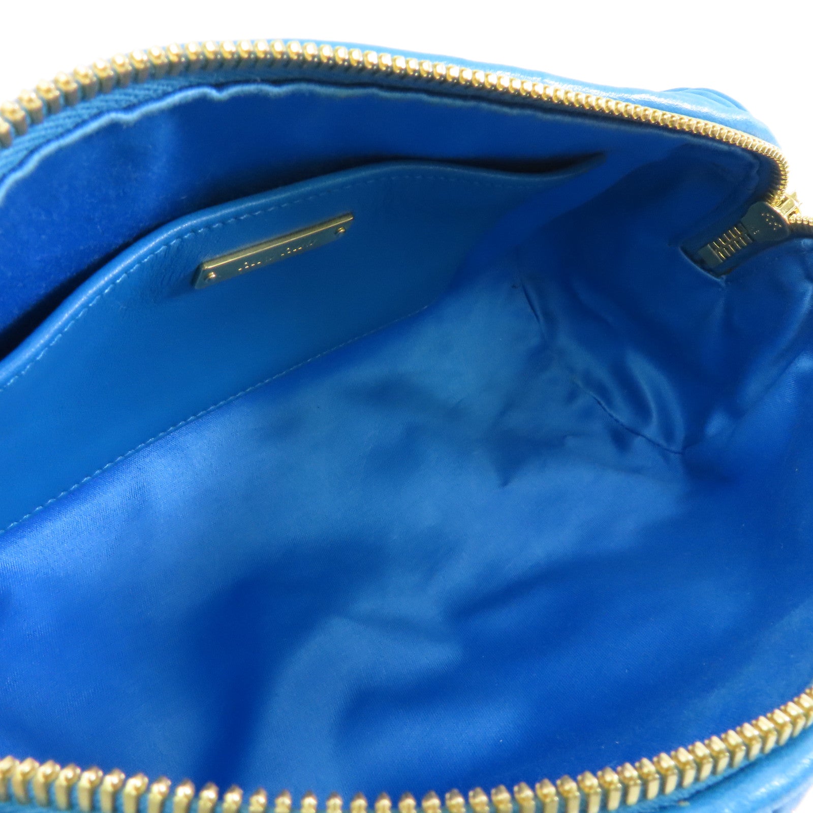 Miu Miu 羊皮皮革Shoulder Bag金扣鏈帶肩背袋藍色