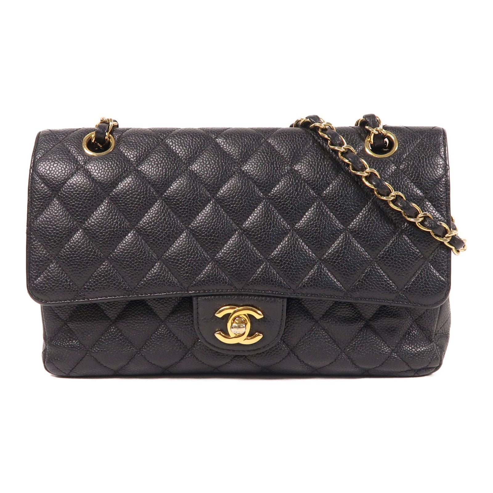 CHANEL 牛皮皮革Classic 25金扣鏈帶肩背袋黑色