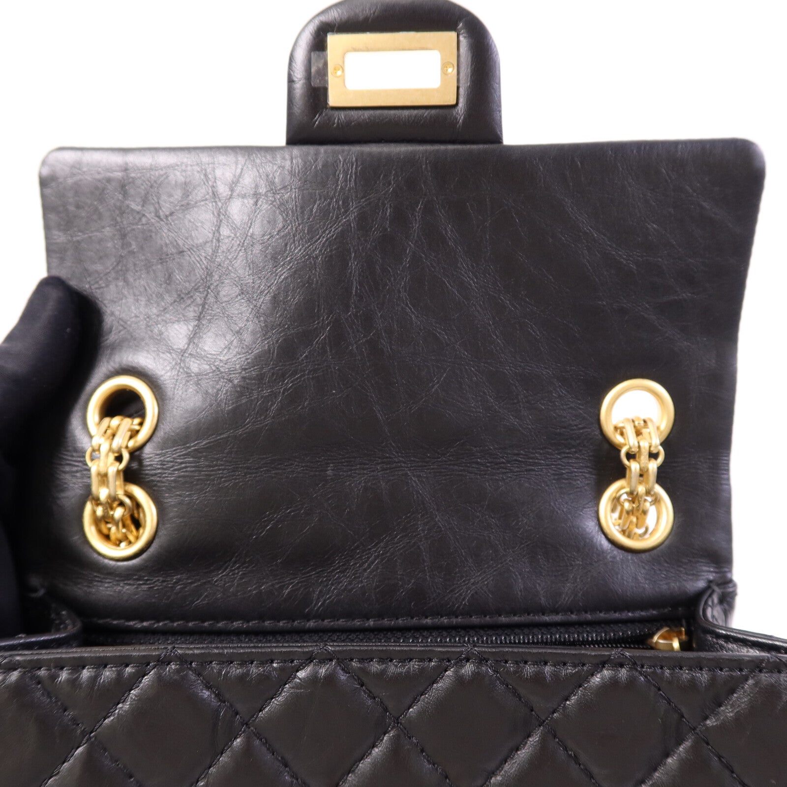 CHANEL 牛皮皮革Mini 2.55金扣鏈帶肩背袋