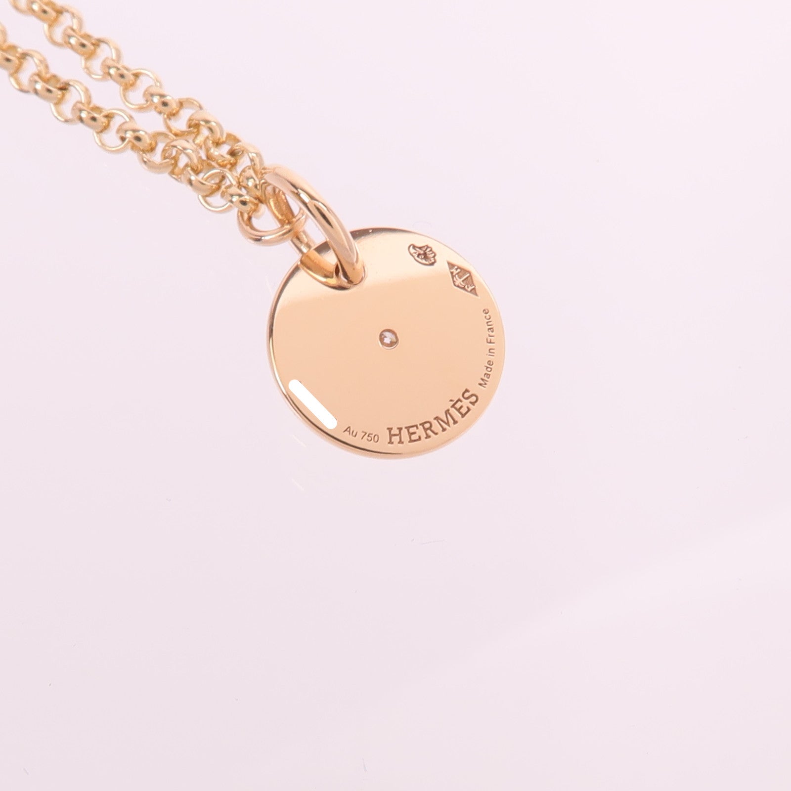 HERMES 18K玫瑰金Ex-Libris Pendant鑽石項鍊