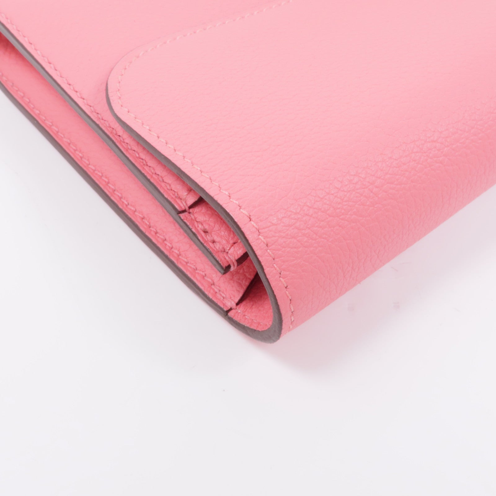 HERMES Evercolor皮革Constance Long Wallet銀扣長錢包8W Rose Azalee