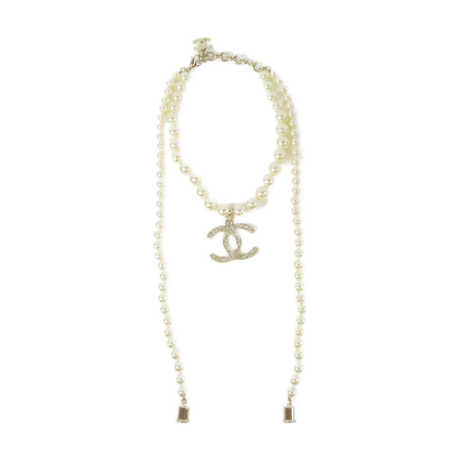 CHANEL 金屬/PVC Necklace項鍊白色#32cm