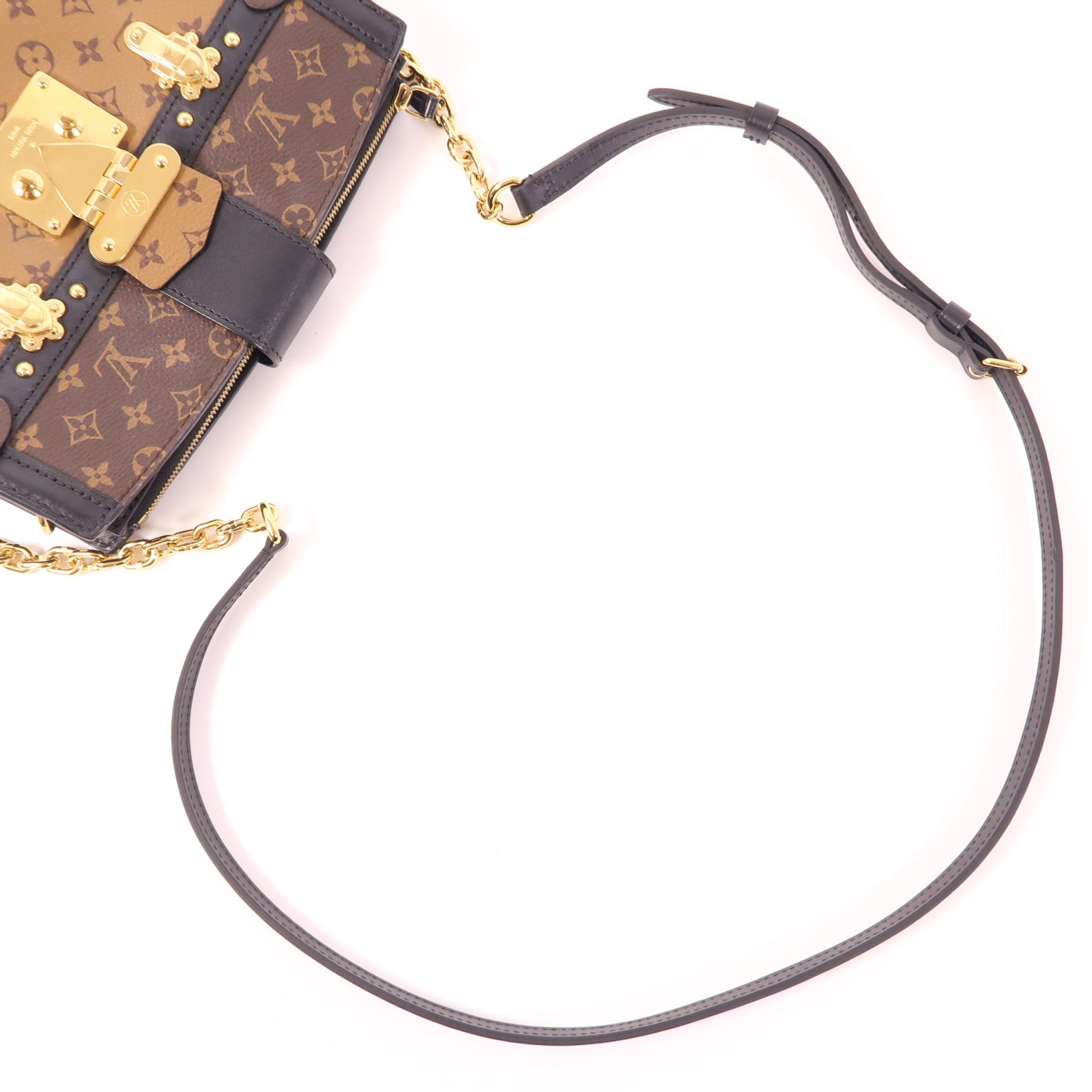 LOUIS VUITTON LV GHW Trunk Clutch Shoulder Bag M43596 Monogram Reverse Brown