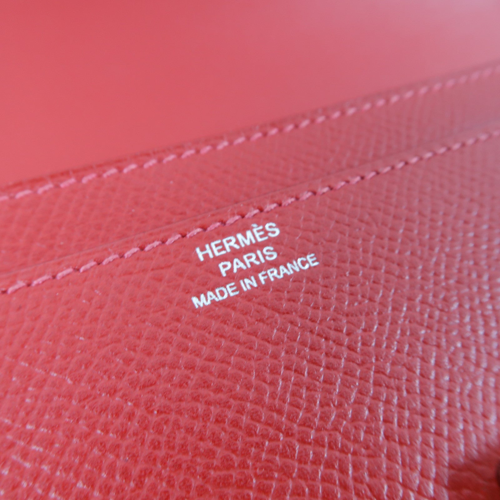 HERMES 【激減優惠】Epsom皮革Constance Long Wallet銀扣長錢包Rouge Casaque正紅色
