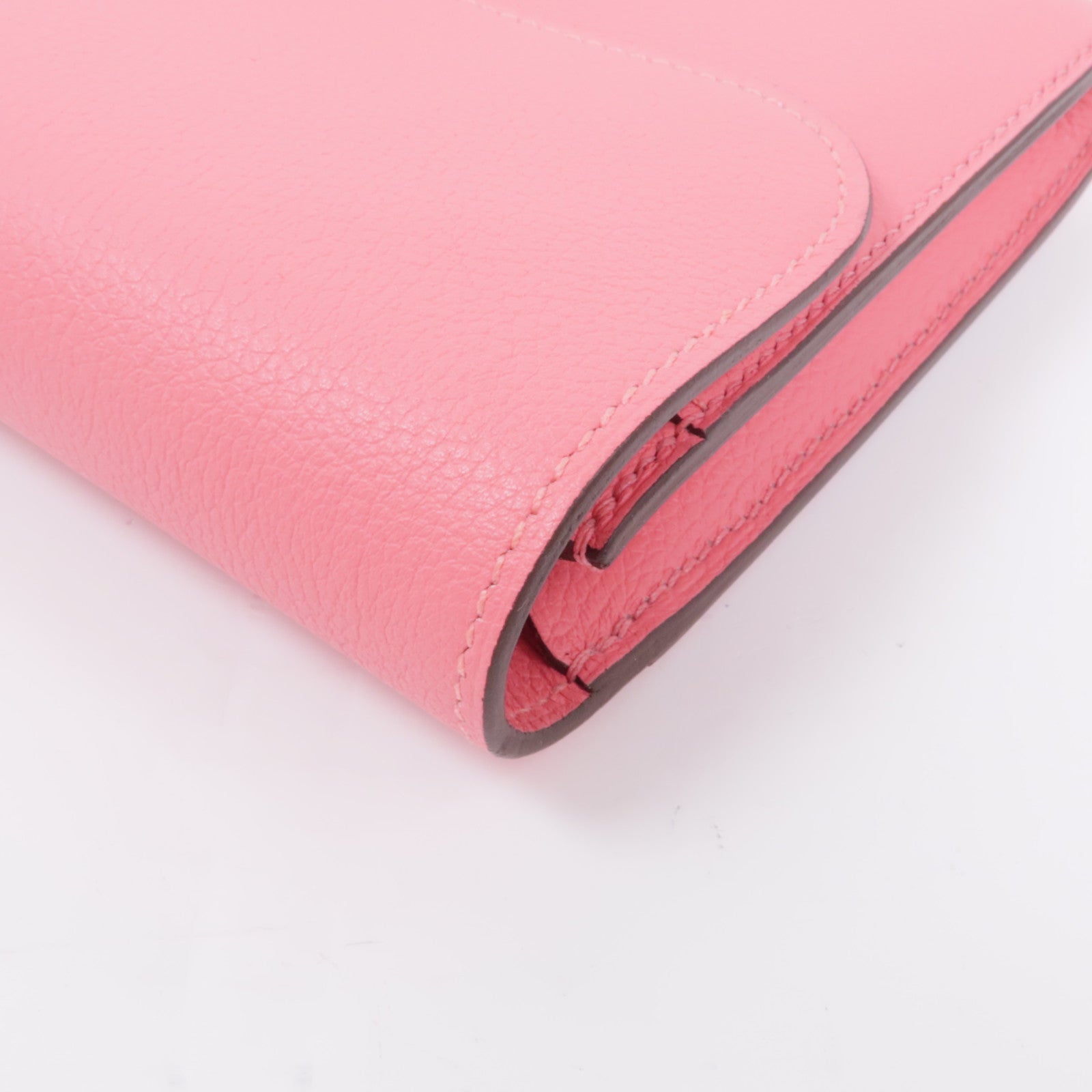 HERMES Evercolor皮革Constance Long Wallet銀扣長錢包8W Rose Azalee