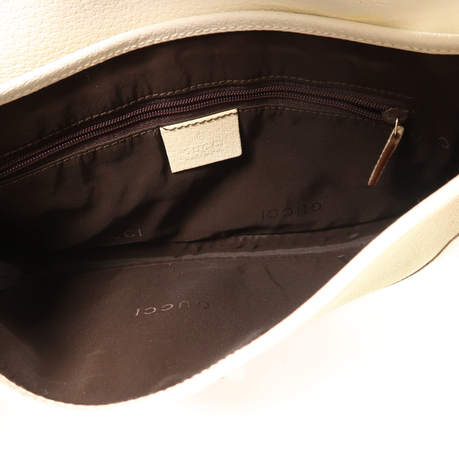 GUCCI 帆布/牛皮皮革Jackie銀扣肩背袋