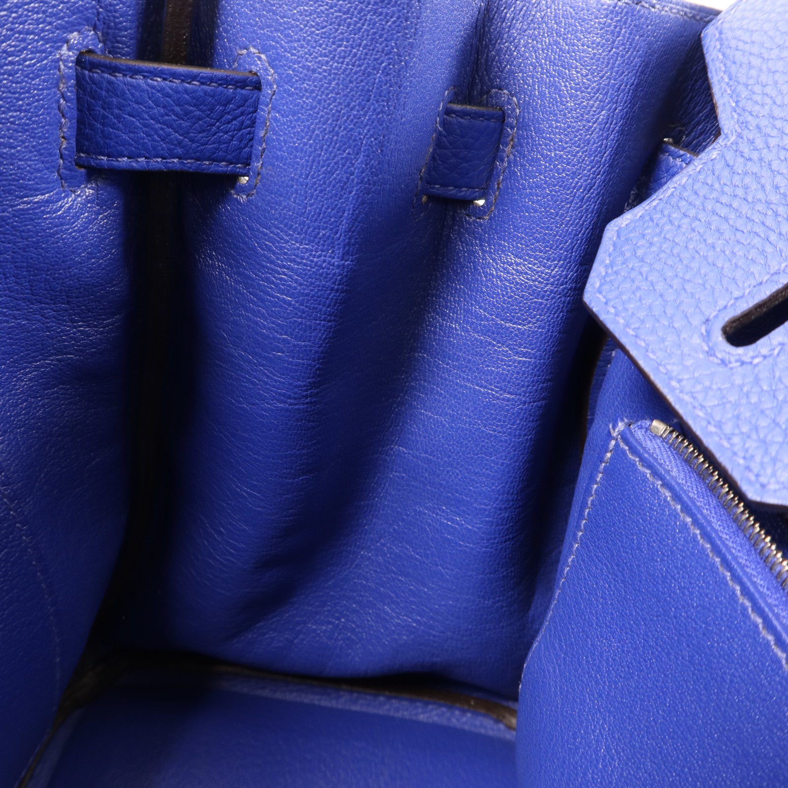 HERMES Togo皮革Birkin 30銀扣手挽袋Bleu Electrique