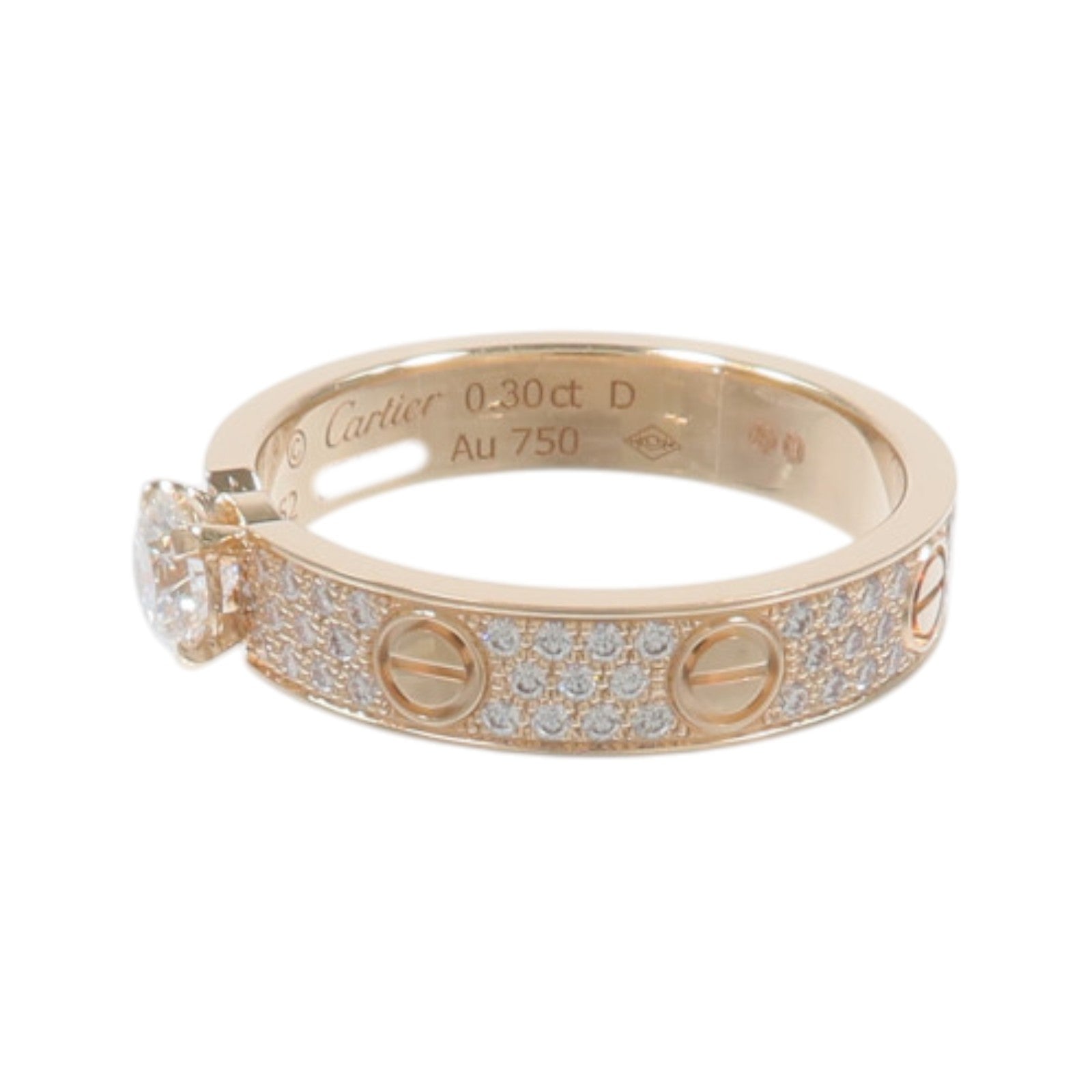 CARTIER 18K玫瑰金Love Solitaire Brilliant-Cut Paved鑽石戒指