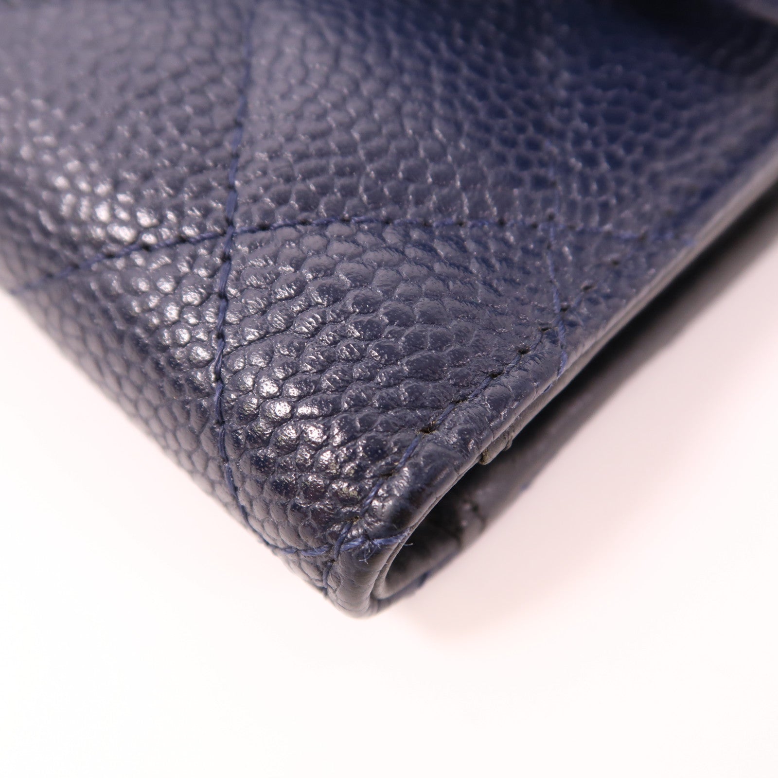 CHANEL CC GHW Wallet Calfskin Leather Navy/Black