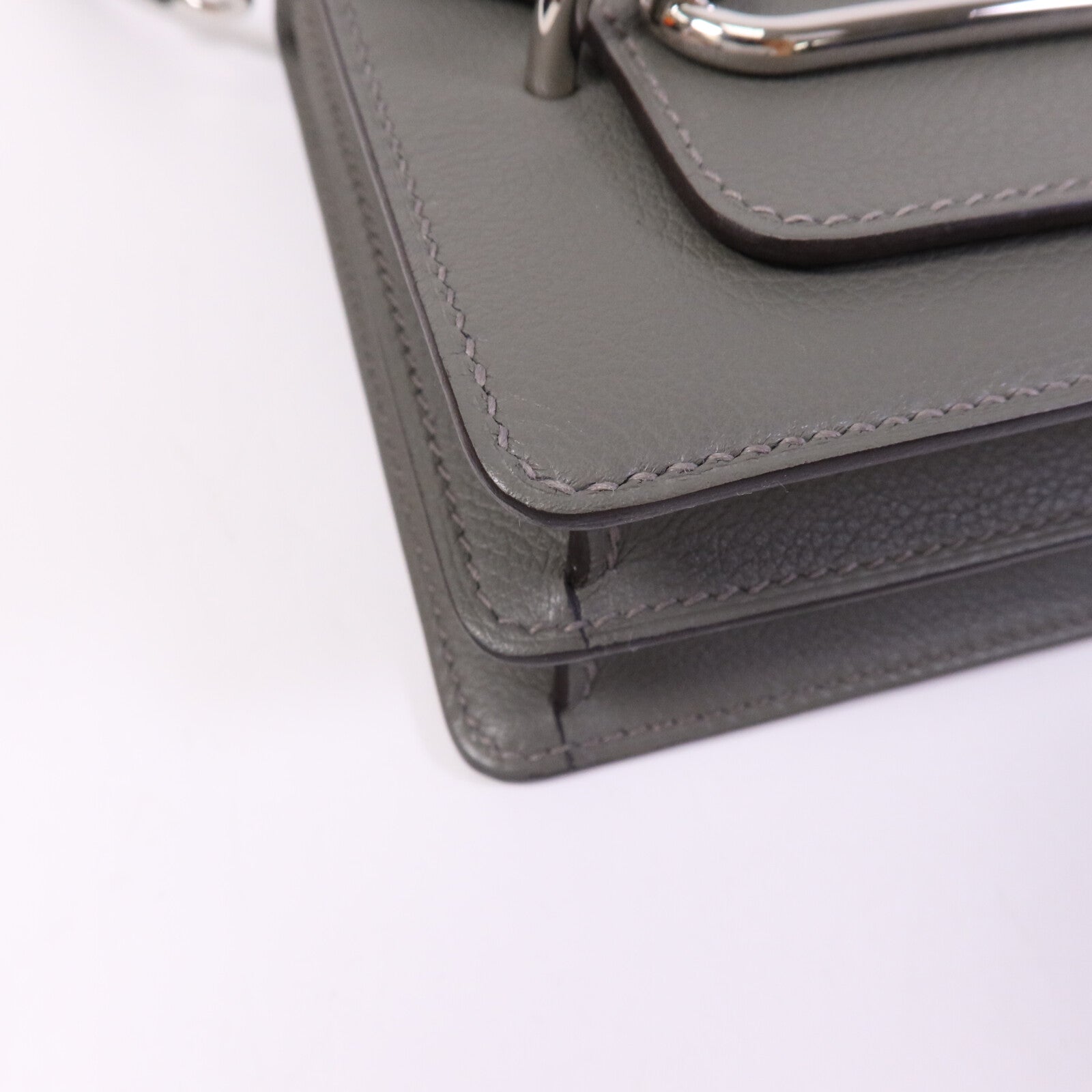 HERMES Evercolor皮革Roulis Mini銀扣肩背袋Giris Meyer