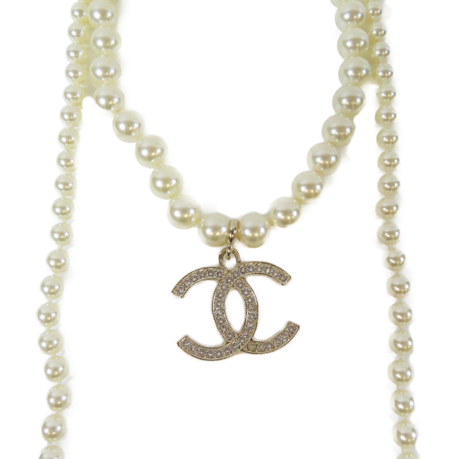 CHANEL 金屬/PVC Necklace項鍊白色#32cm