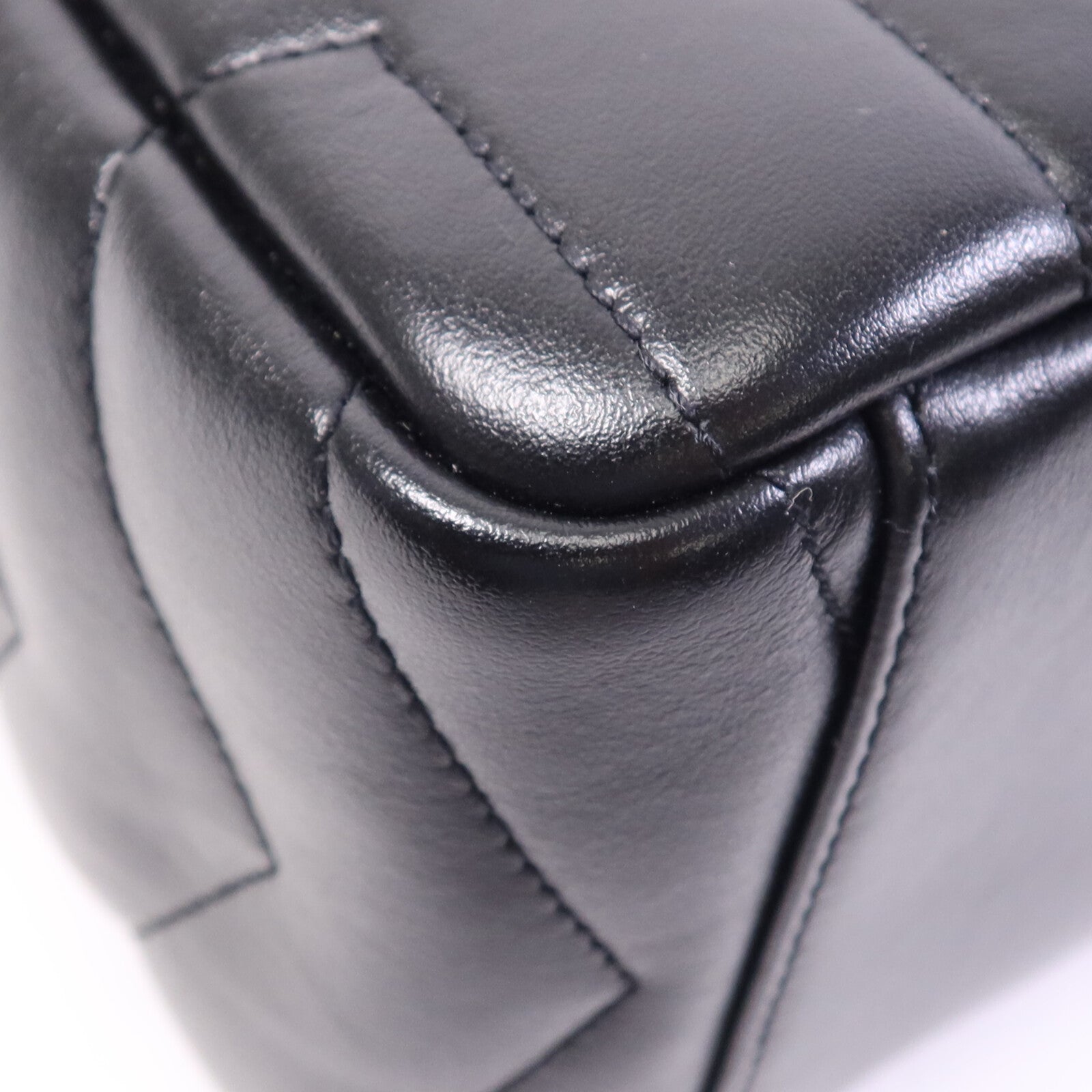 SAINT LAURENT 牛皮皮革Shoulder Bag銀扣鏈帶肩背袋