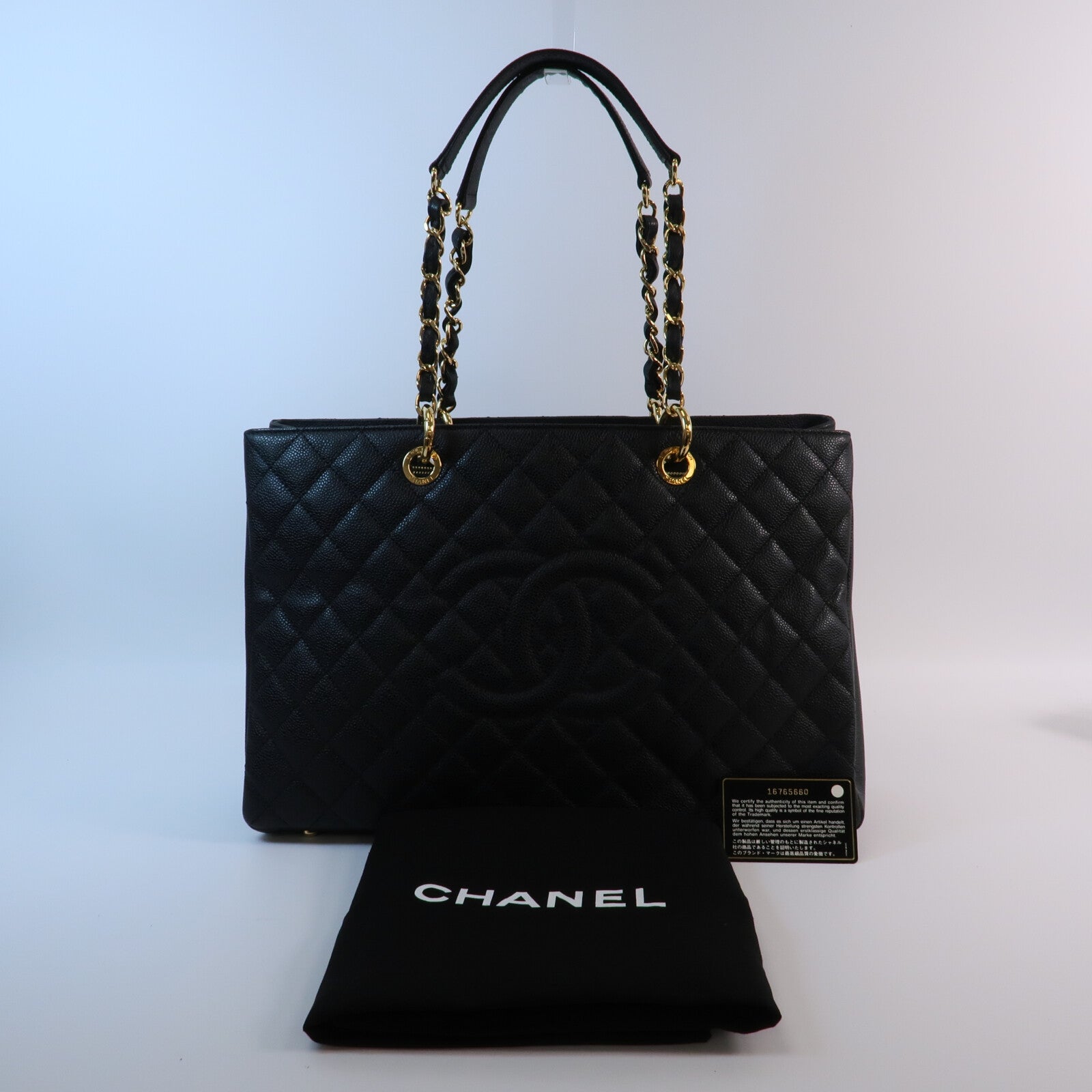 CHANEL 牛皮皮革GST Grand Shopping Tote Bag鏈帶手挽袋