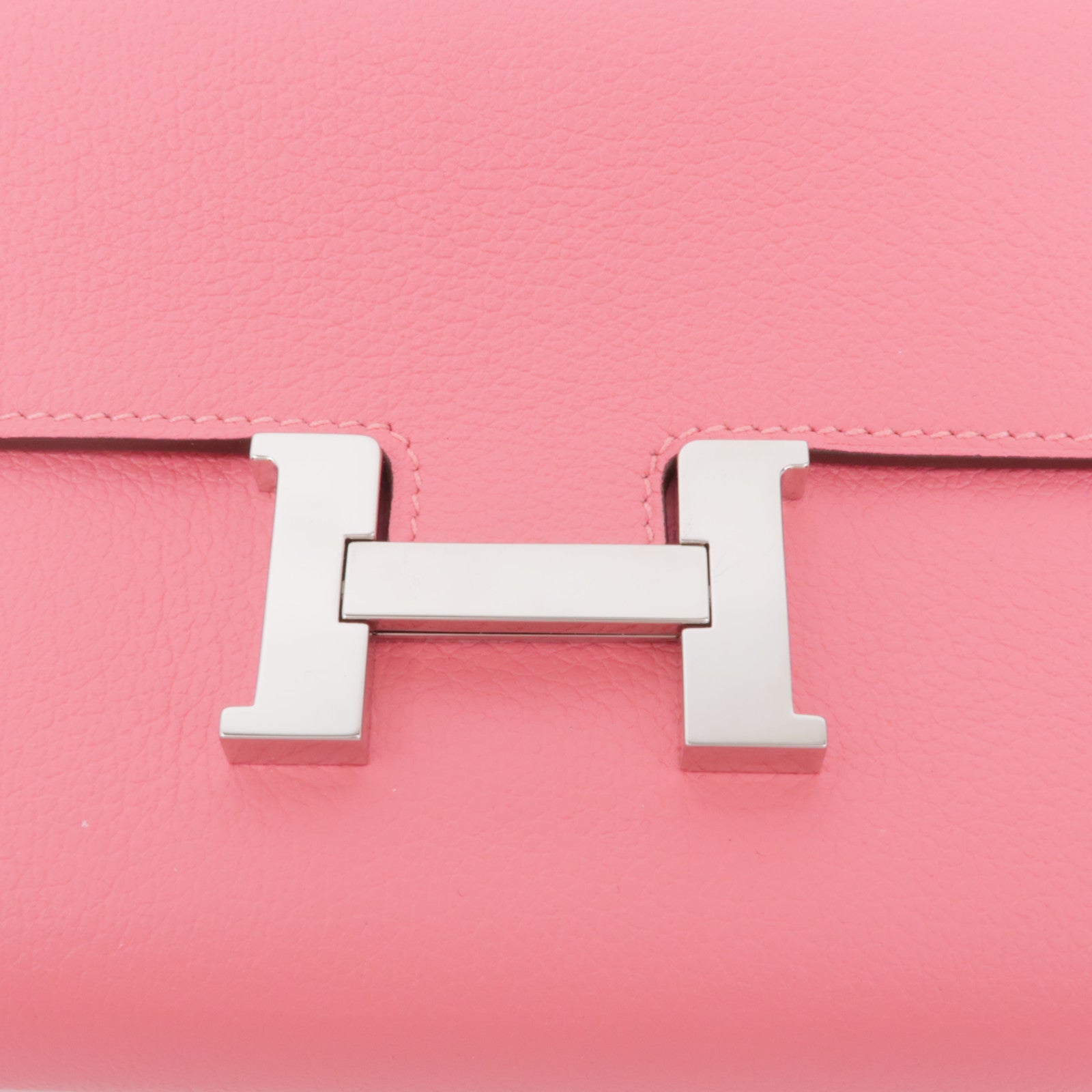 HERMES Evercolor皮革Constance Long Wallet銀扣長錢包8W Rose Azalee