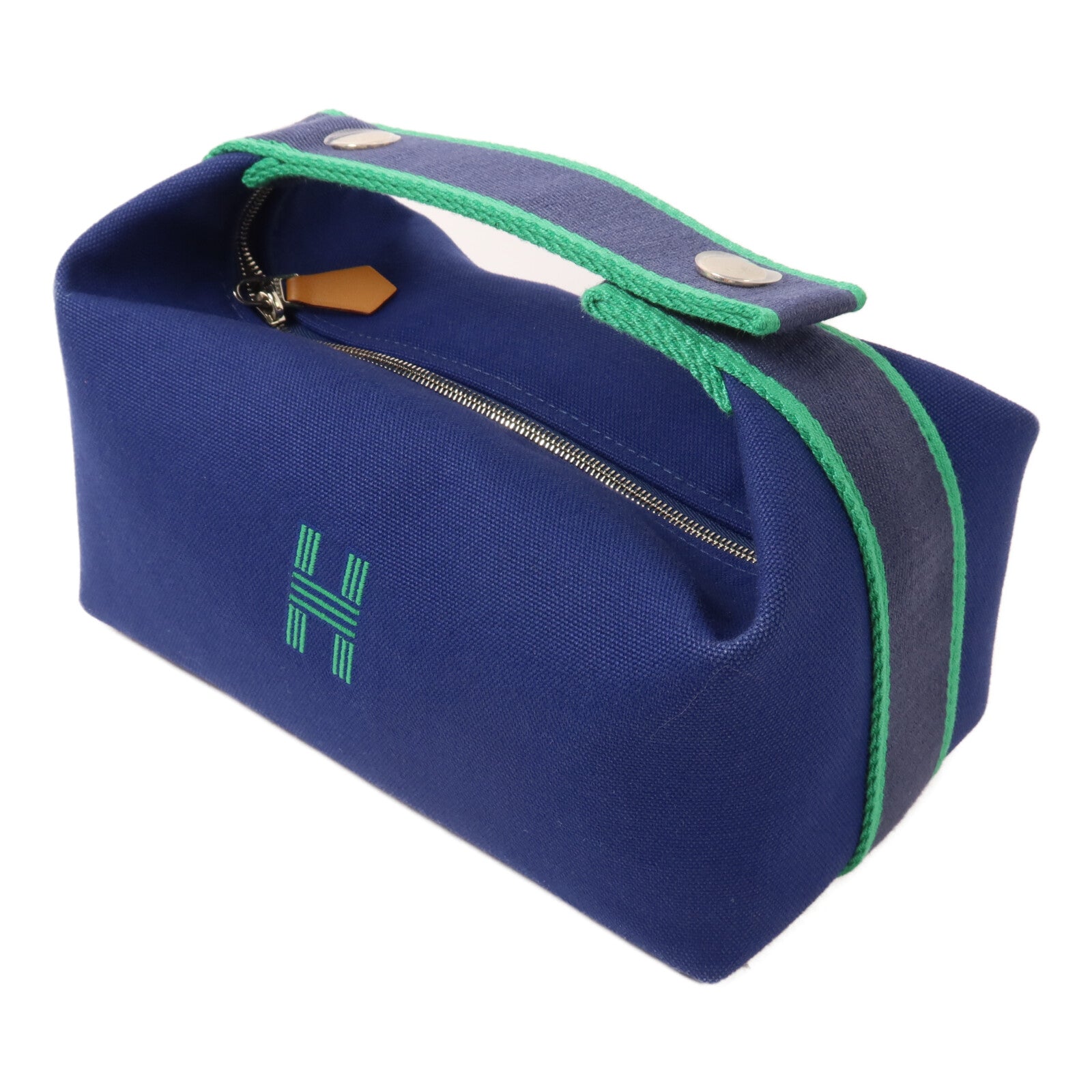 HERMES 帆布Bride A Brac PM手挽袋Bleu Marine