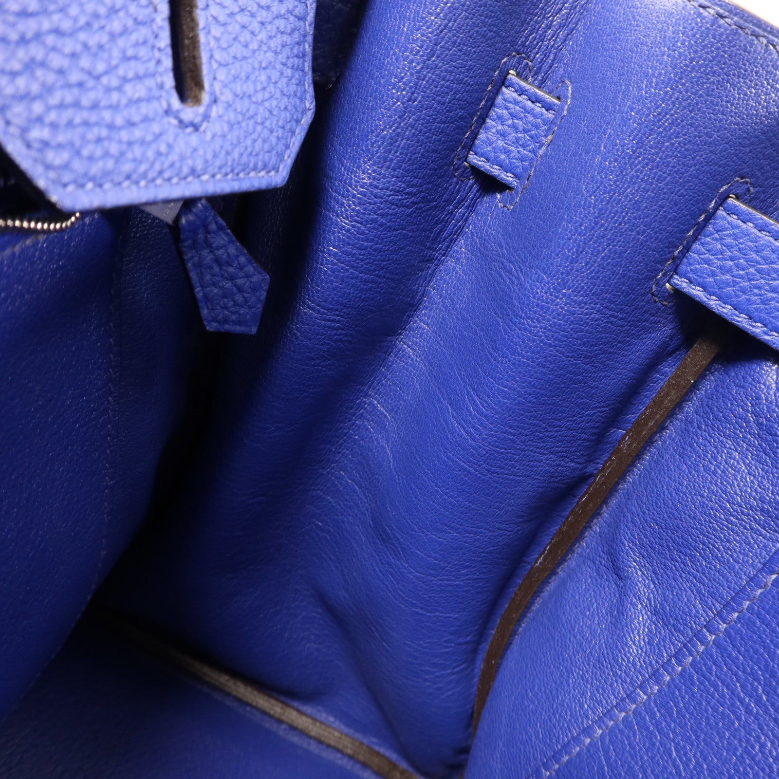 HERMES Togo皮革Birkin 30銀扣手挽袋Bleu Electrique