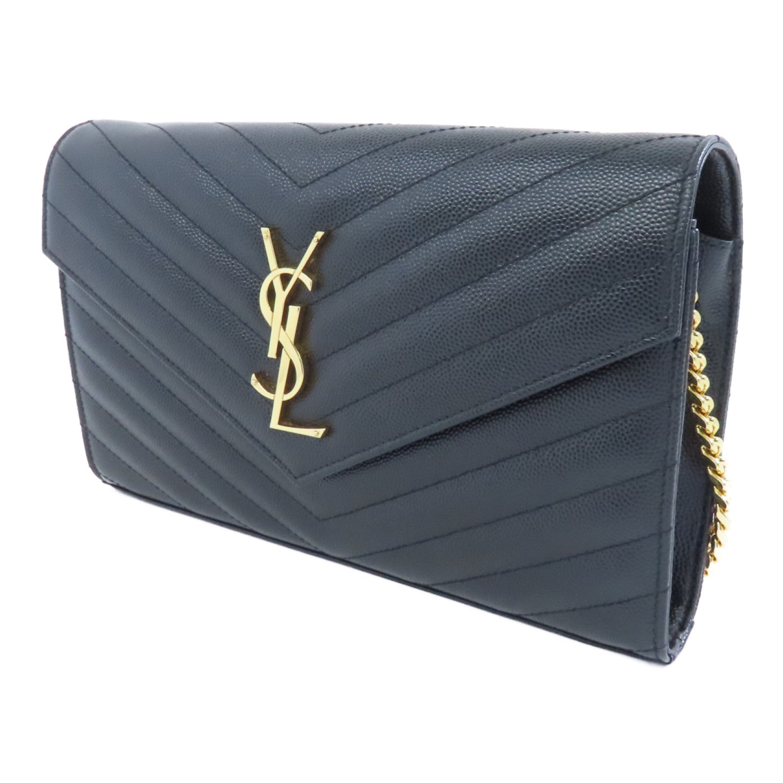 SAINT LAURENT 牛皮皮革 Cassandro金扣鏈帶肩背袋黑色