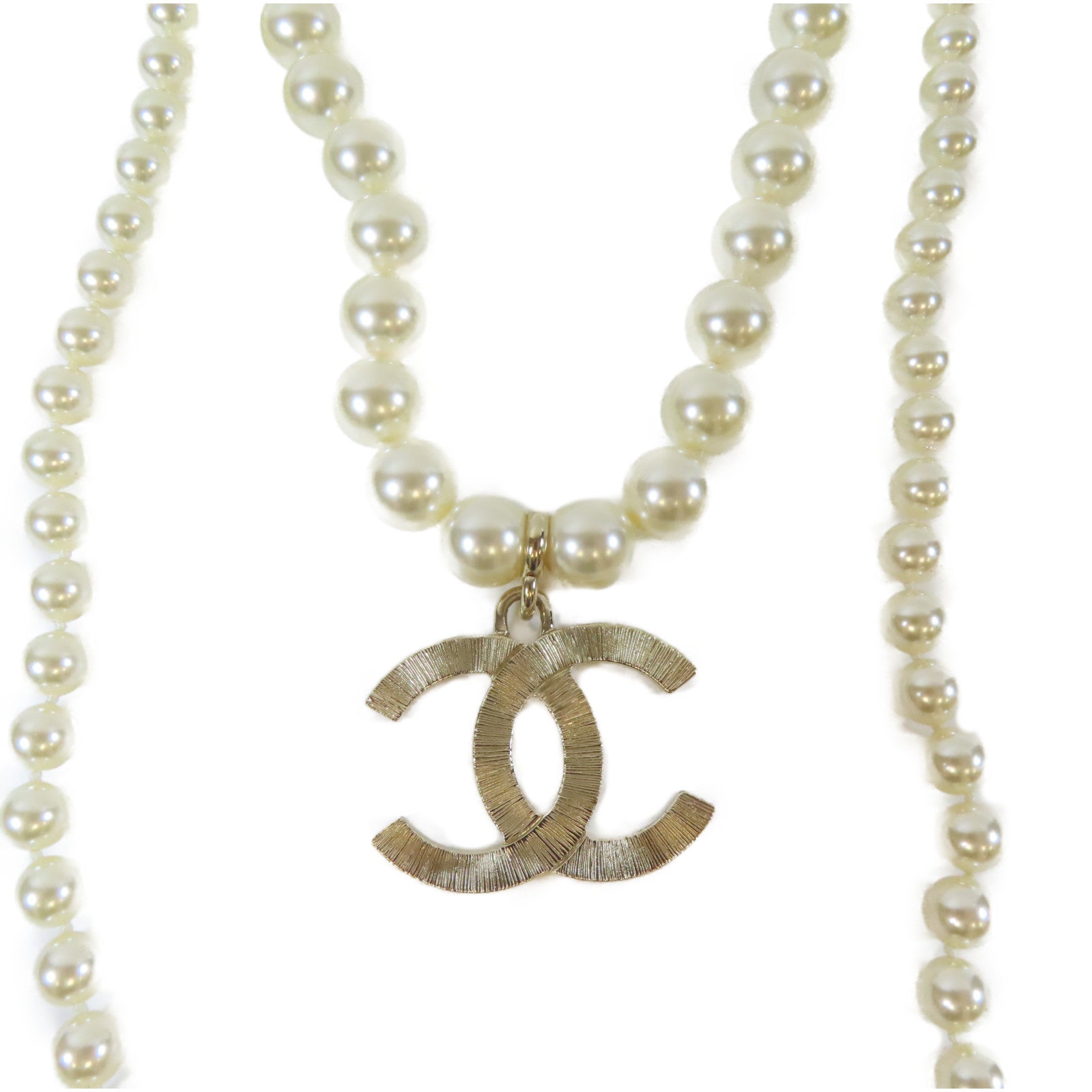 CHANEL 金屬/PVC Necklace項鍊白色#32cm