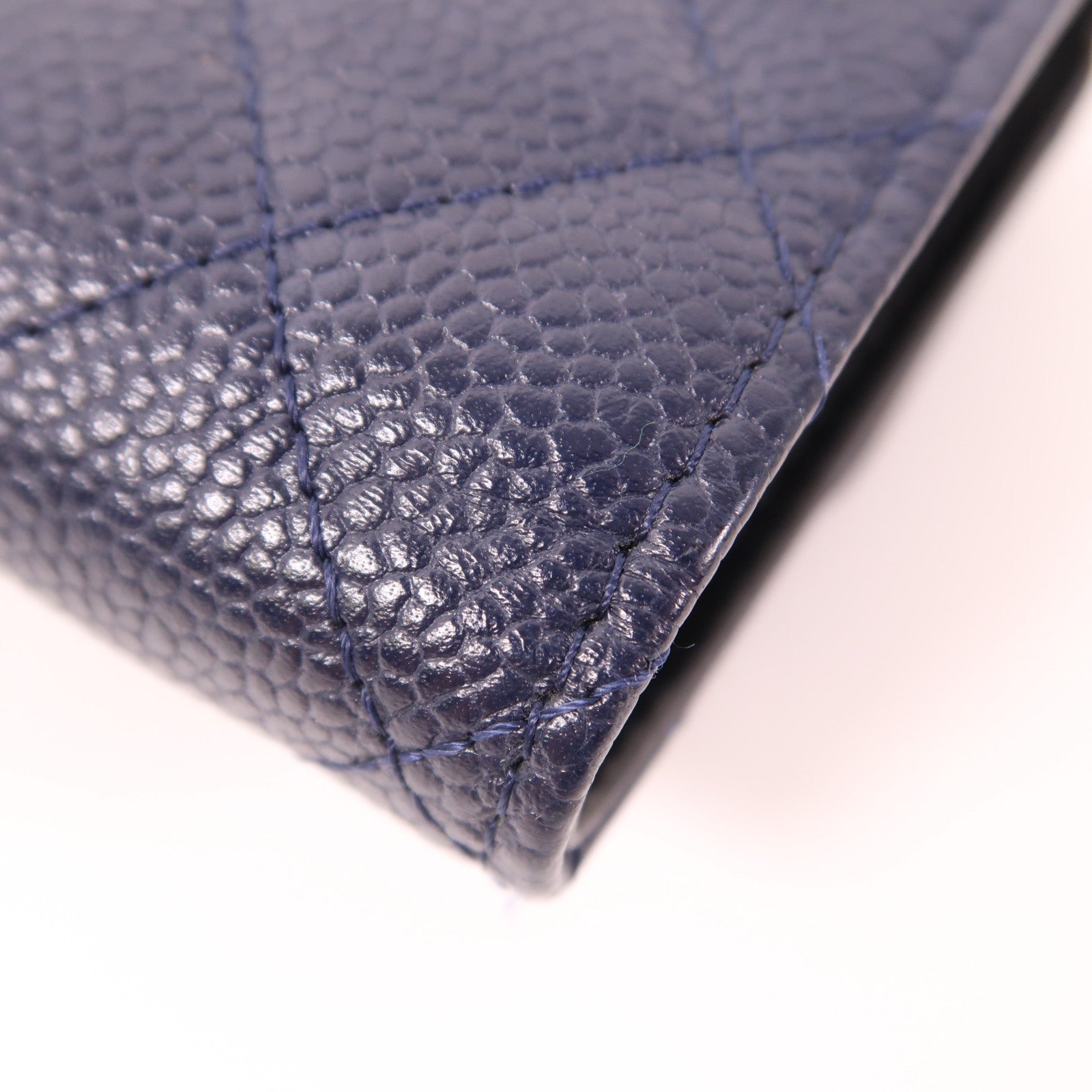 CHANEL CC GHW Wallet Calfskin Leather Navy/Black