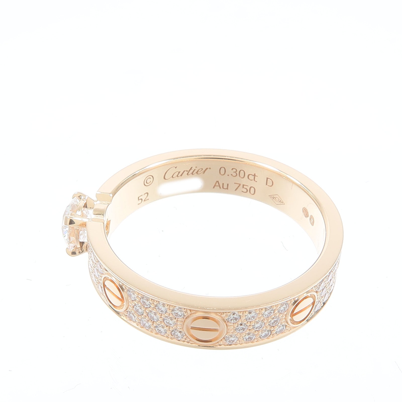 CARTIER 18K玫瑰金Love Solitaire Brilliant-Cut Paved鑽石戒指