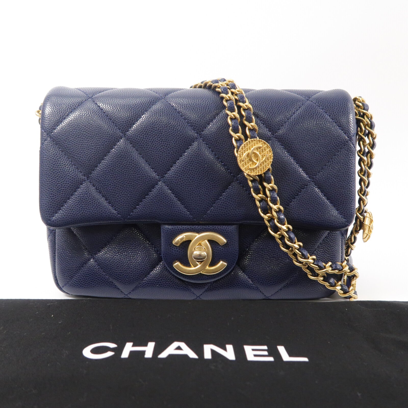 CHANEL 牛皮皮革Chain Shoulder鏈帶肩背袋