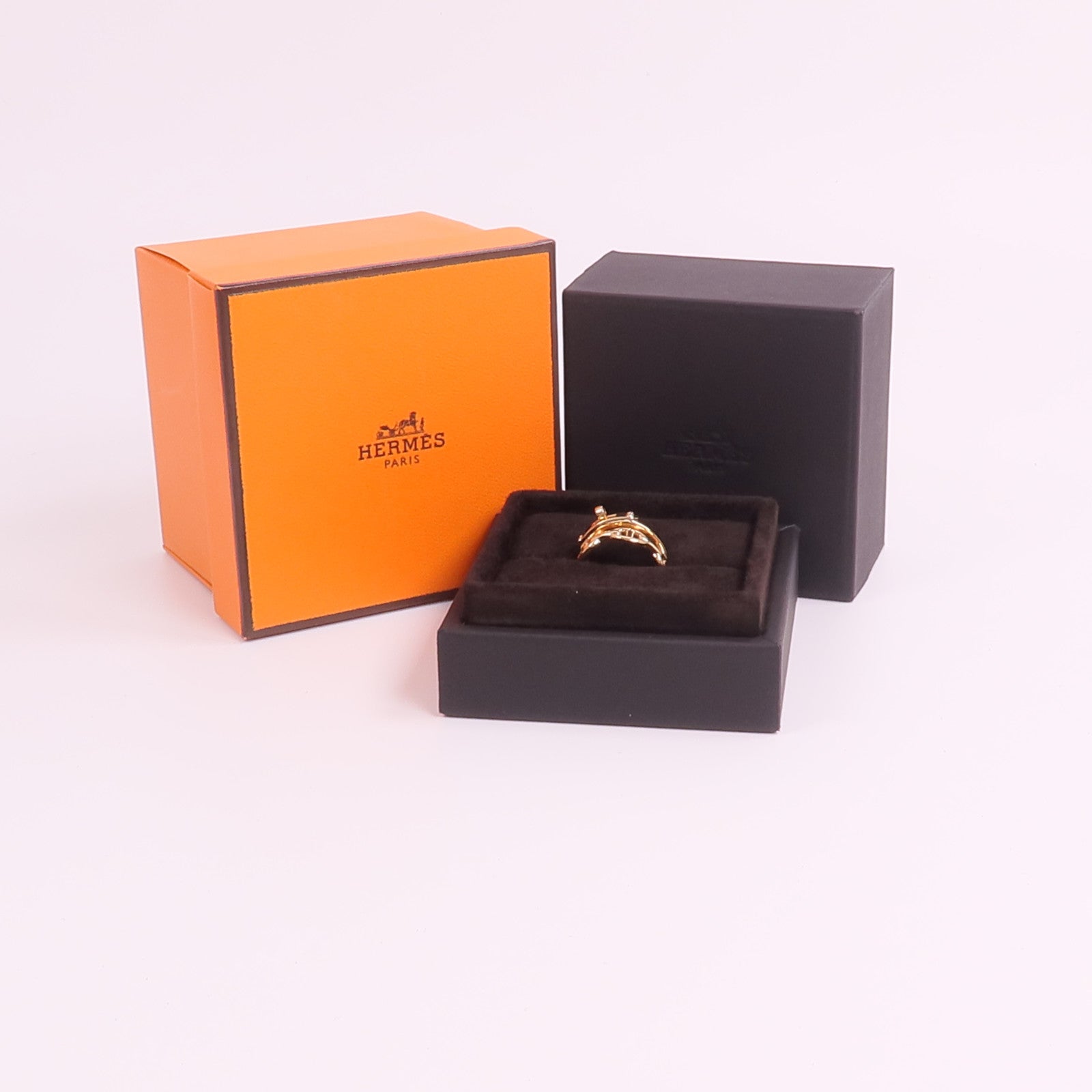 HERMES 18K玫瑰金Alchimie Kelly Ring鑽石戒指